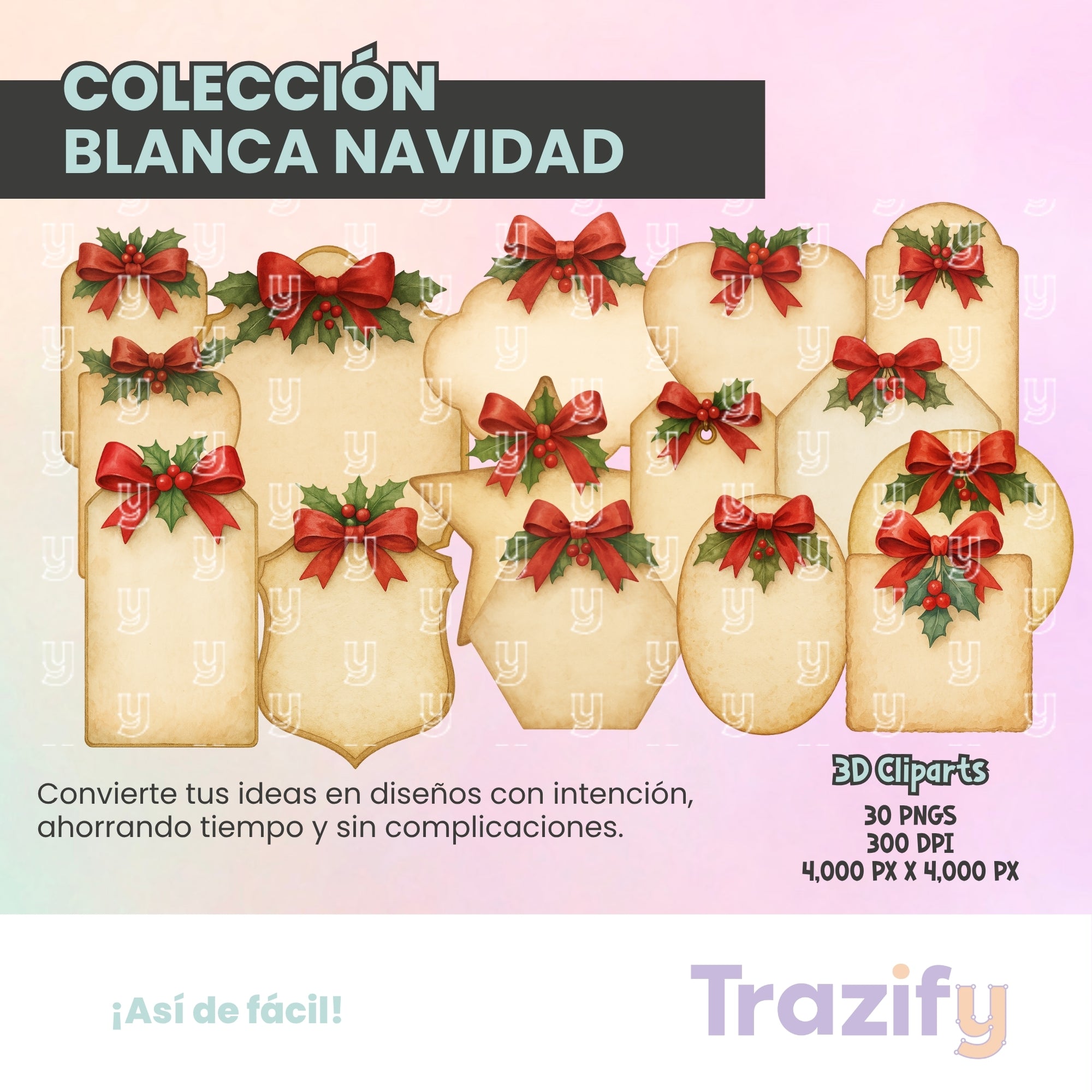 17 - Blanca Navidad - VINTAGE TAGS Cliparts Digitales
