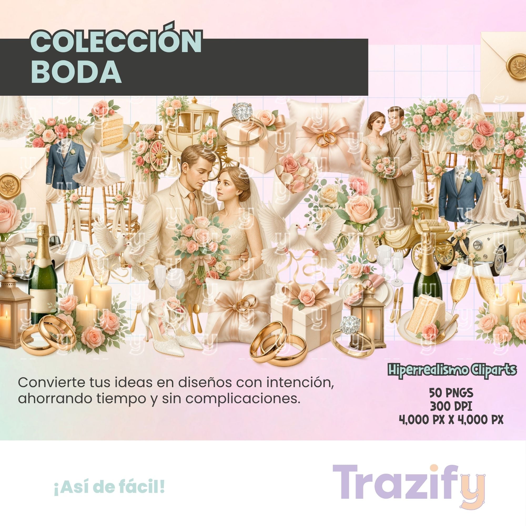 02 - Trazos de Amor Eterno - BODA HIPERREALISMO Cliparts Digitales