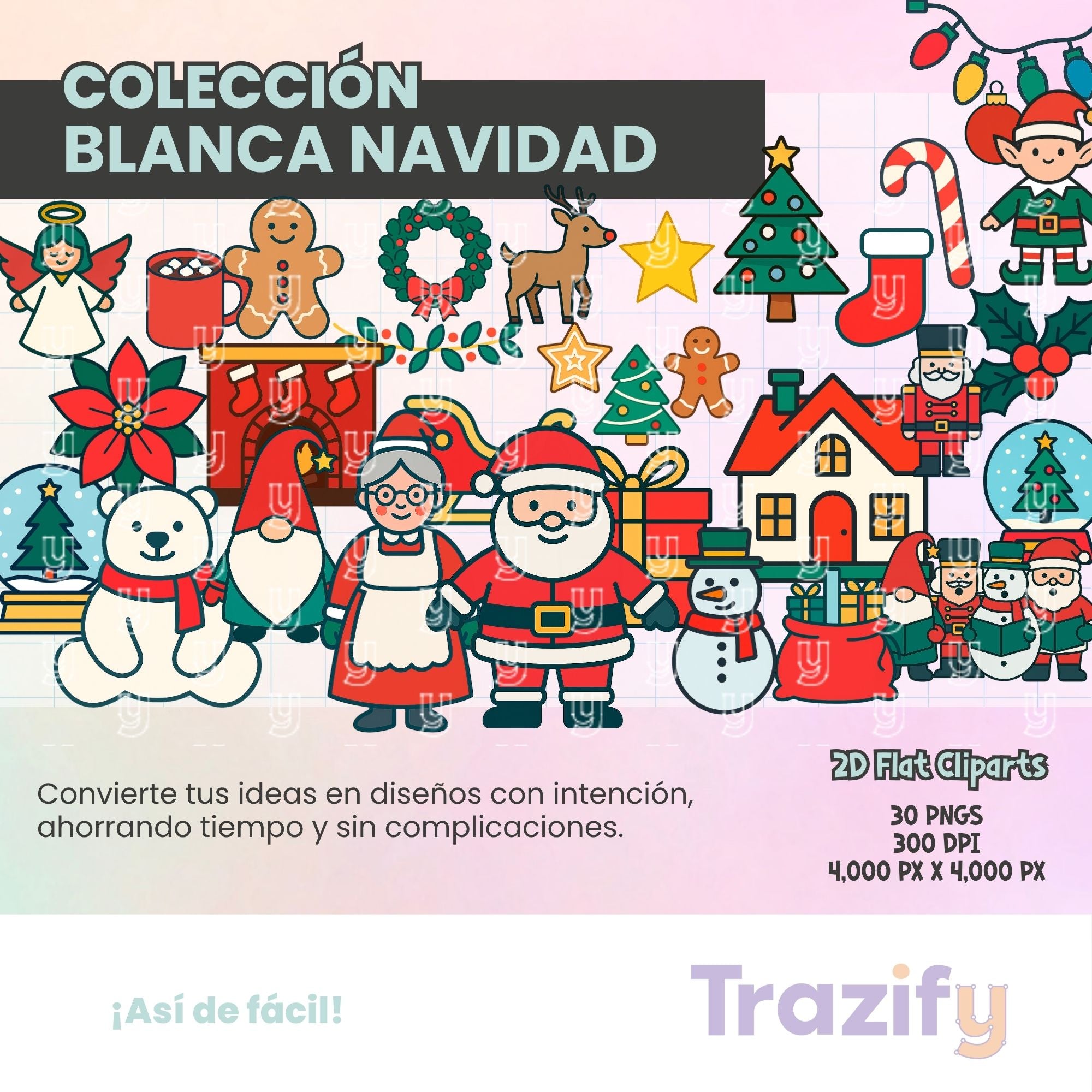07 - Blanca Navidad - 2D FLAT Cliparts Digitales
