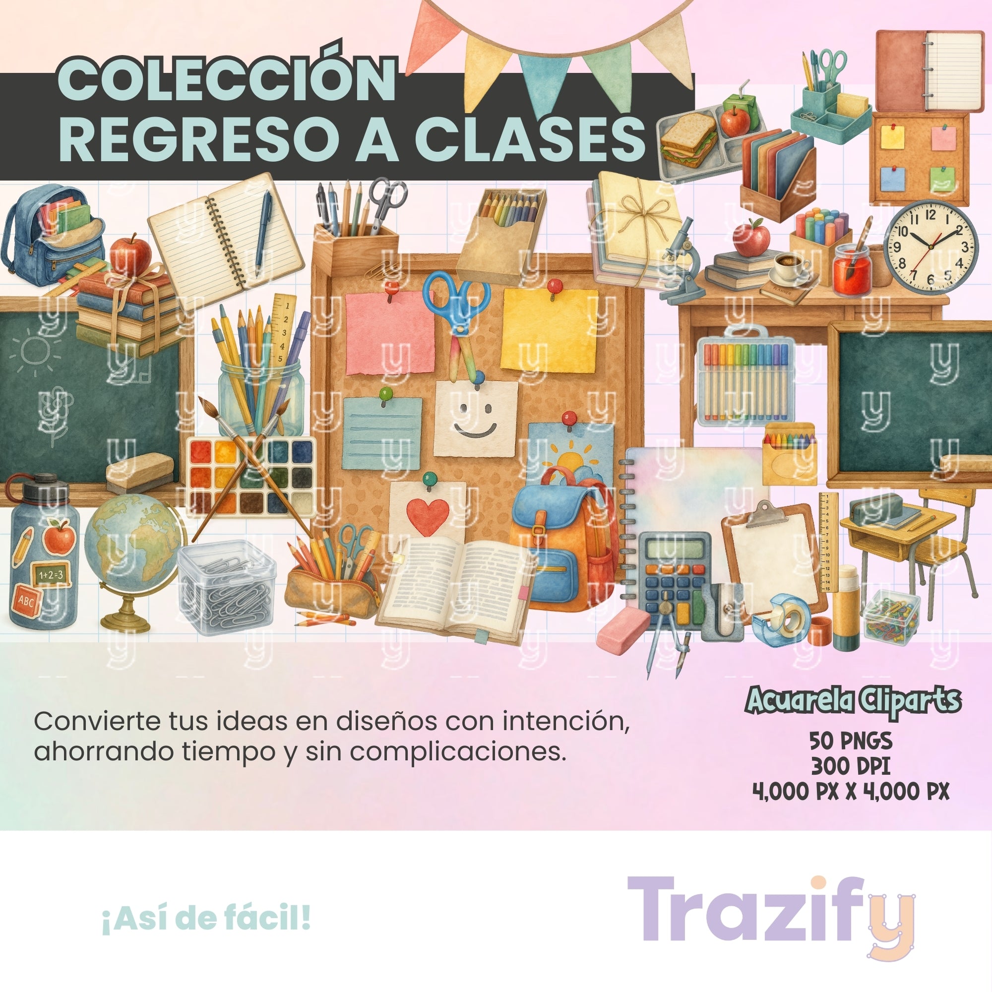 02 -  Regreso a clases - ACUARELA Cliparts Digitales