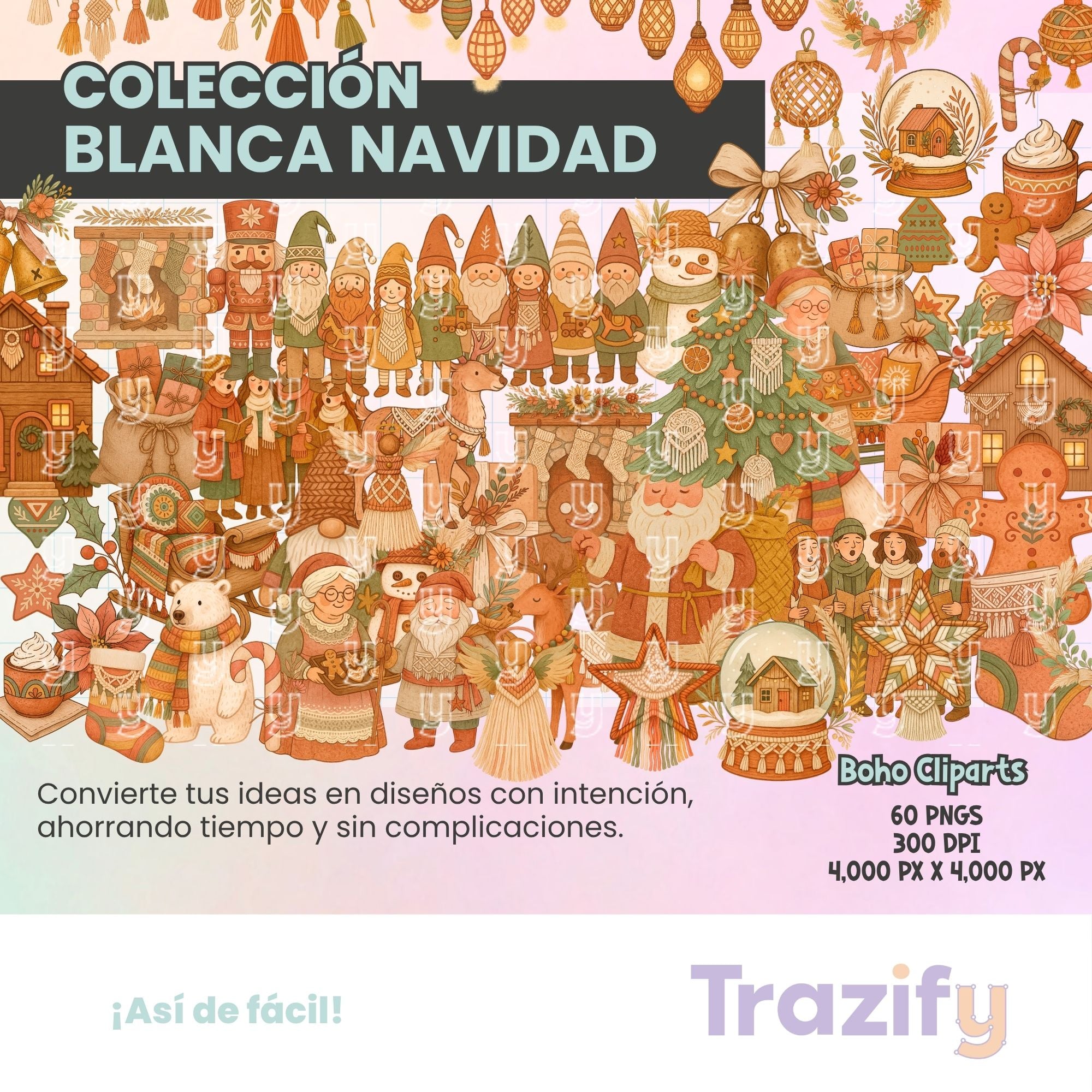 05 - Blanca Navidad - BOHO Cliparts Digitales