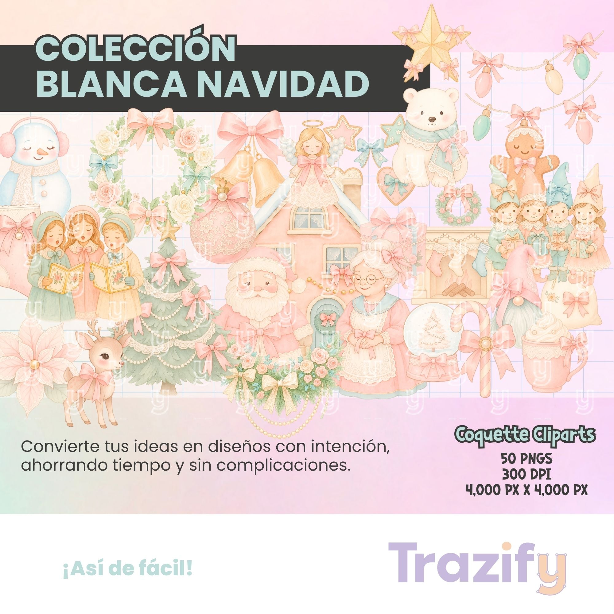 02 - Blanca Navidad - COQUETTE Cliparts Digitales