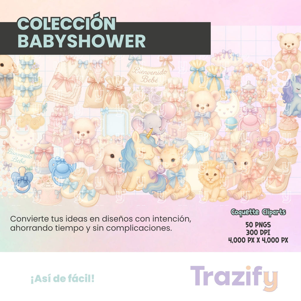 05 – Sweetness in Every Stroke – Babyshower Coquette Clipart Set