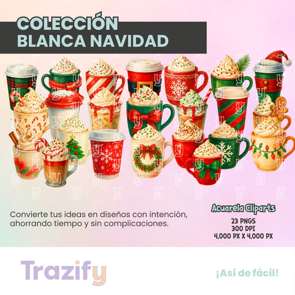 20 - Blanca Navidad - CAFÉ NAVIDEÑO Cliparts Digitales