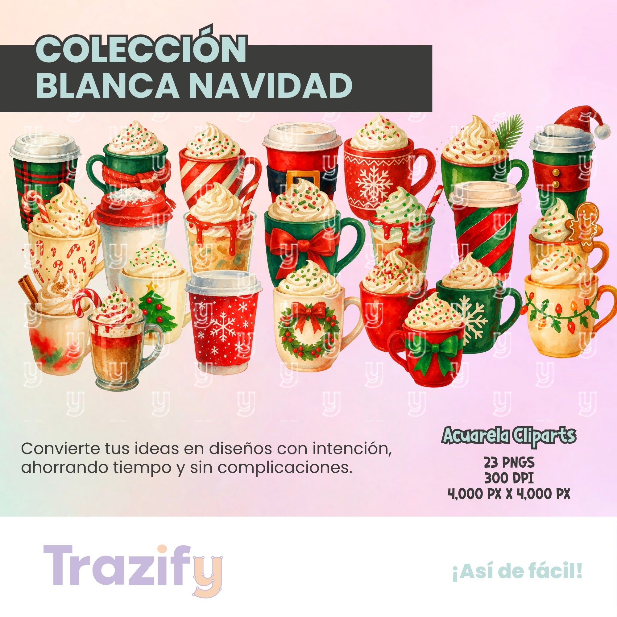 20 - Blanca Navidad - CAFÉ NAVIDEÑO Cliparts Digitales