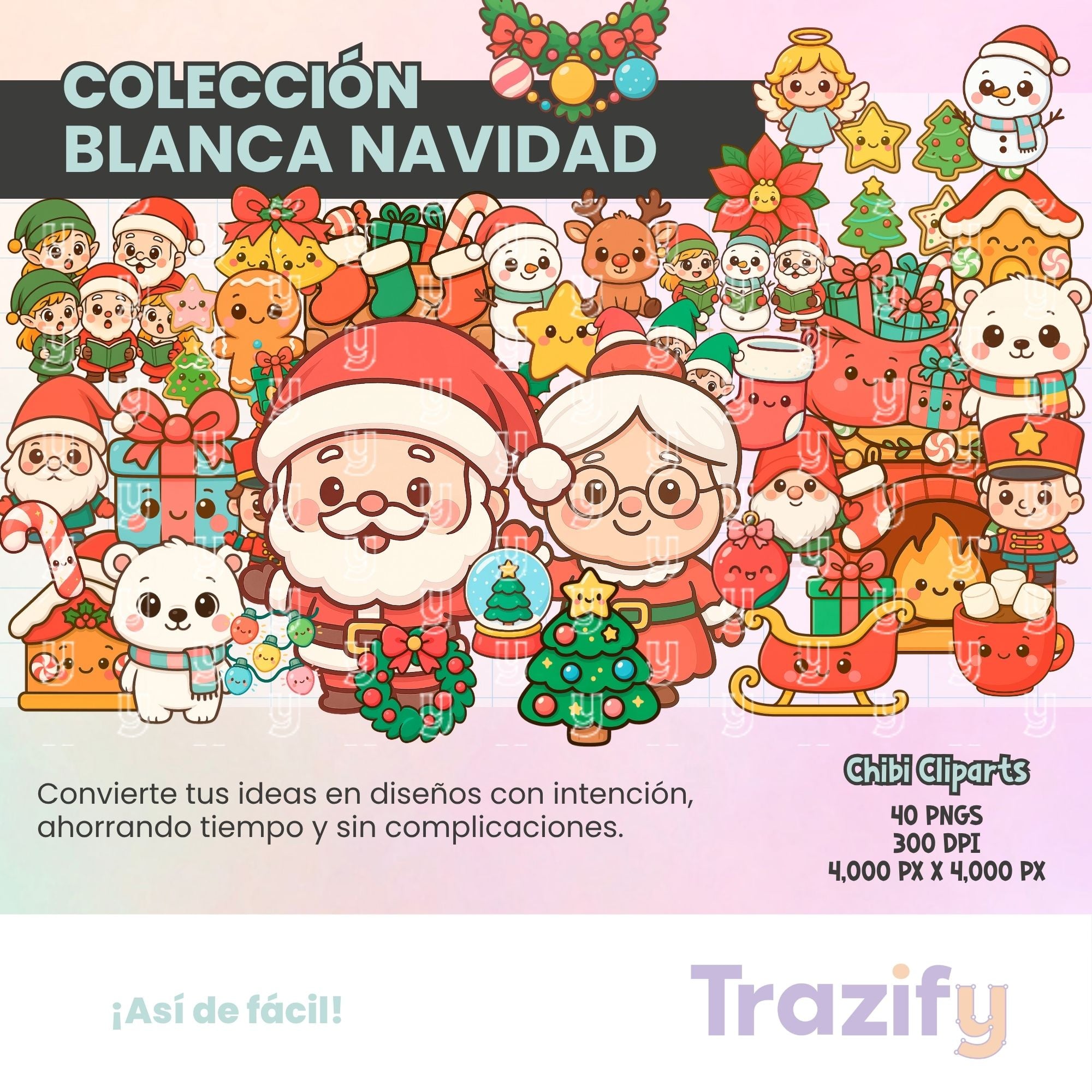 01 - Blanca Navidad - CHIBI Cliparts Digitales