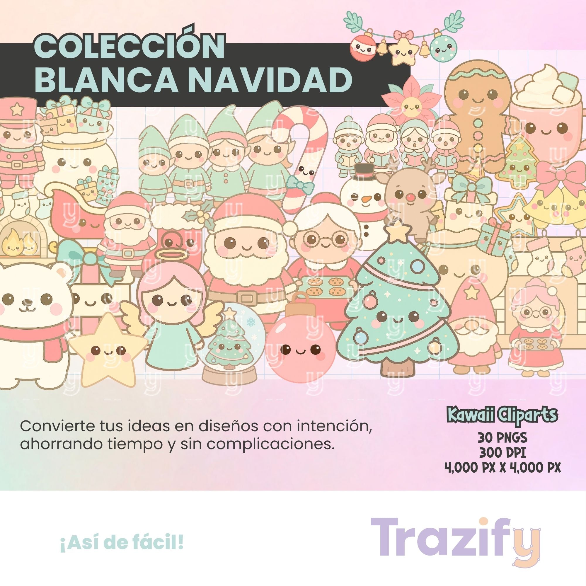 03 - Blanca Navidad - KAWAII Cliparts Digitales