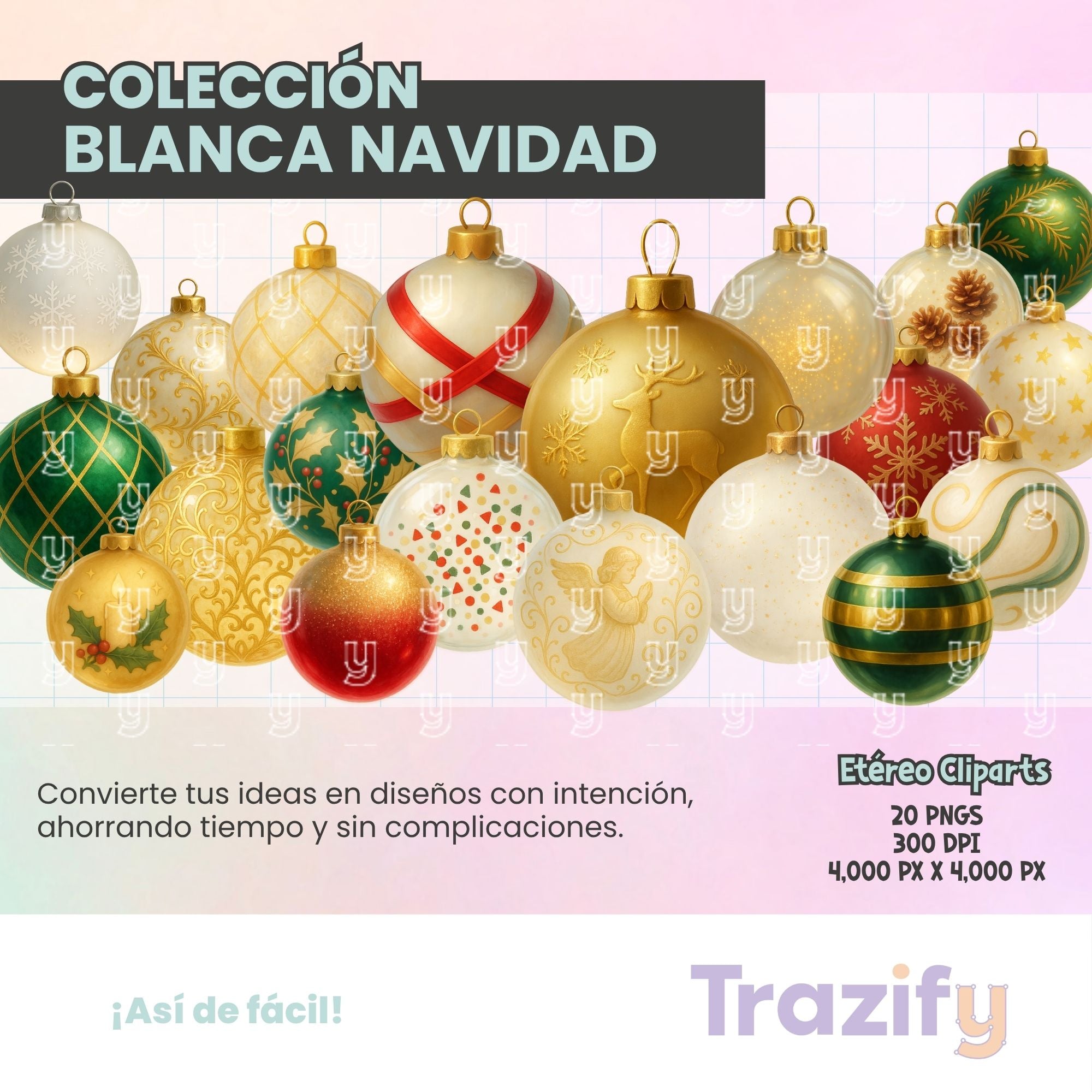 12 - Blanca Navidad - ESFERAS ETÉREAS Cliparts Digitales