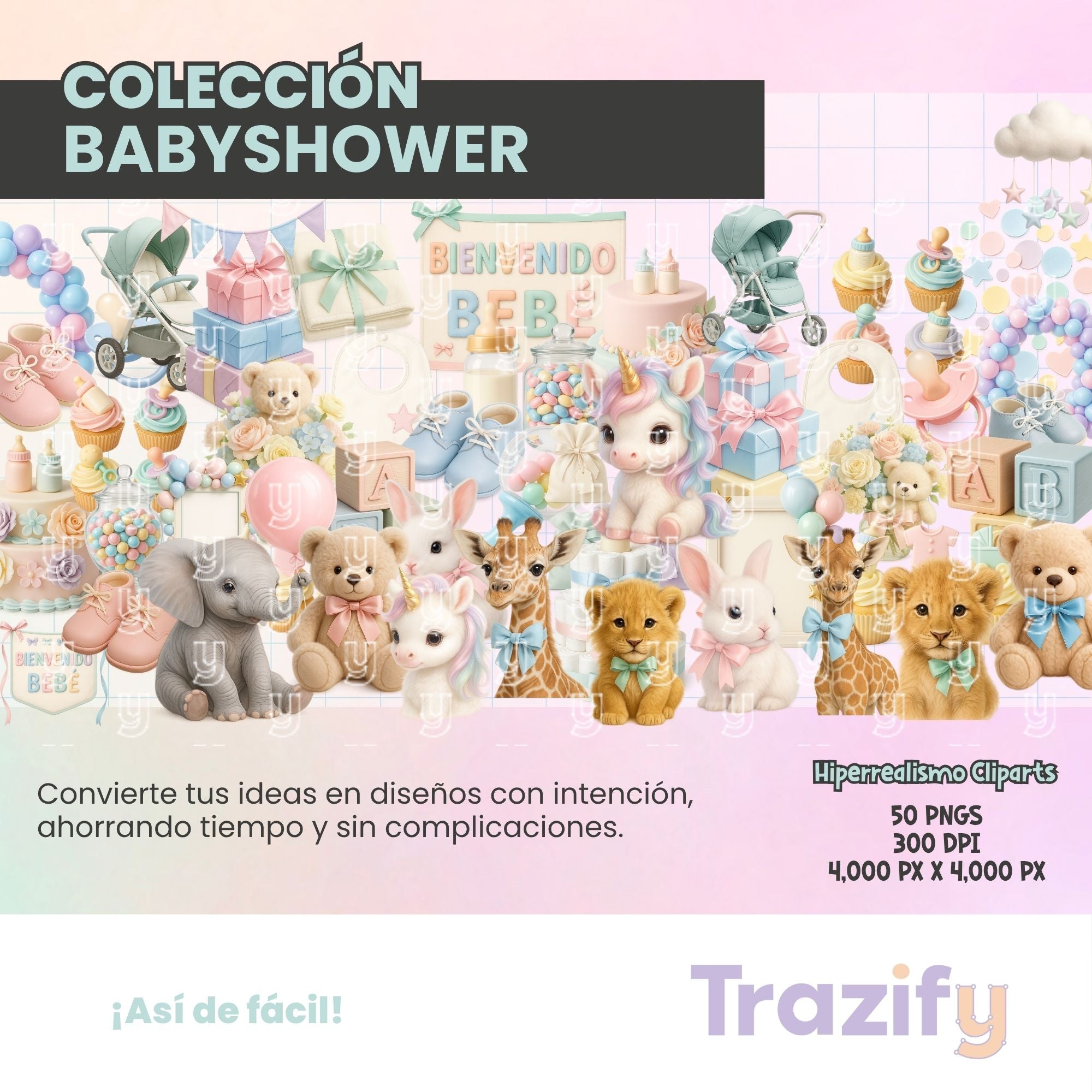 04 - Ternura En Cada Trazo - BABYSHOWER HIPERREALISMO Cliparts Digitales