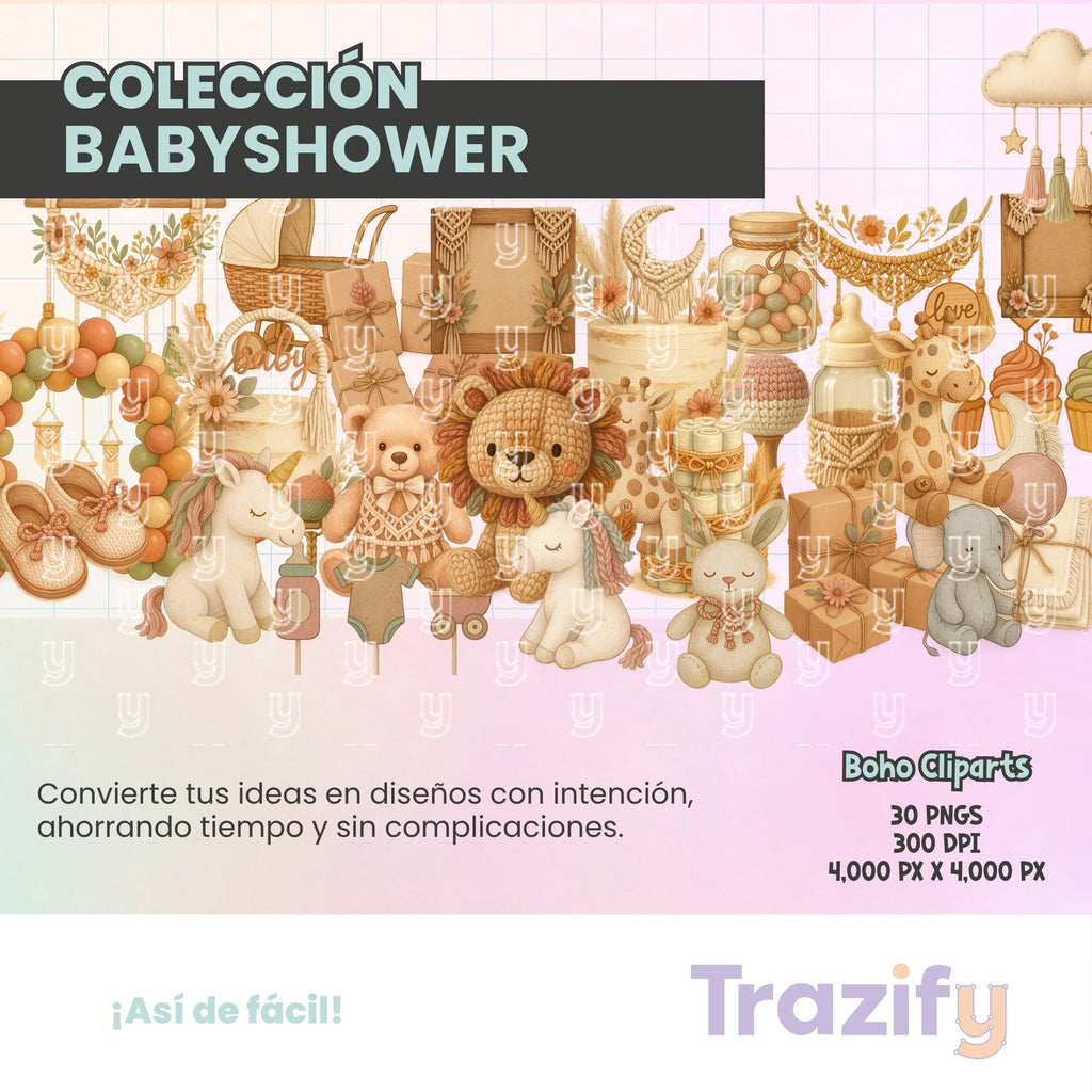 06 – Sweetness in Every Stroke – Babyshower Boho Clipart Set