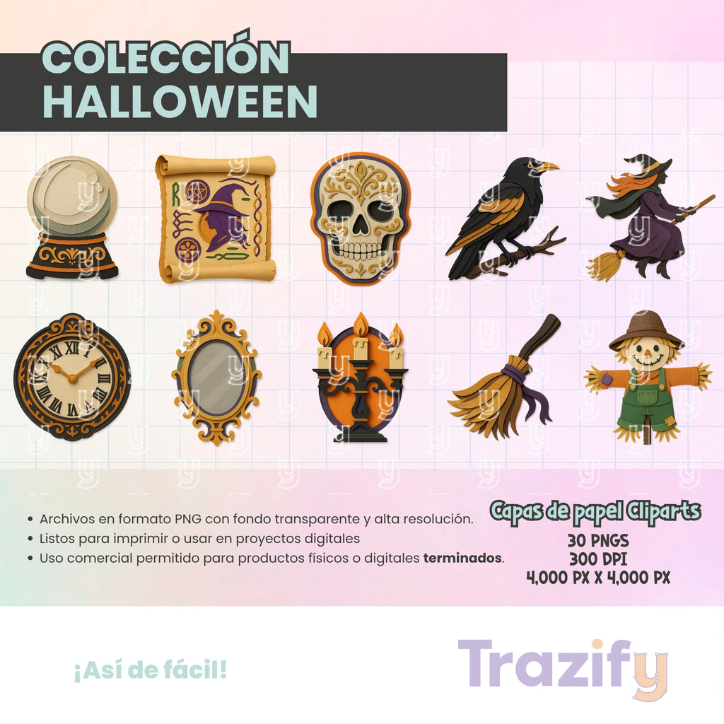 07 - Halloween - Capas de papel Cliparts Digitales