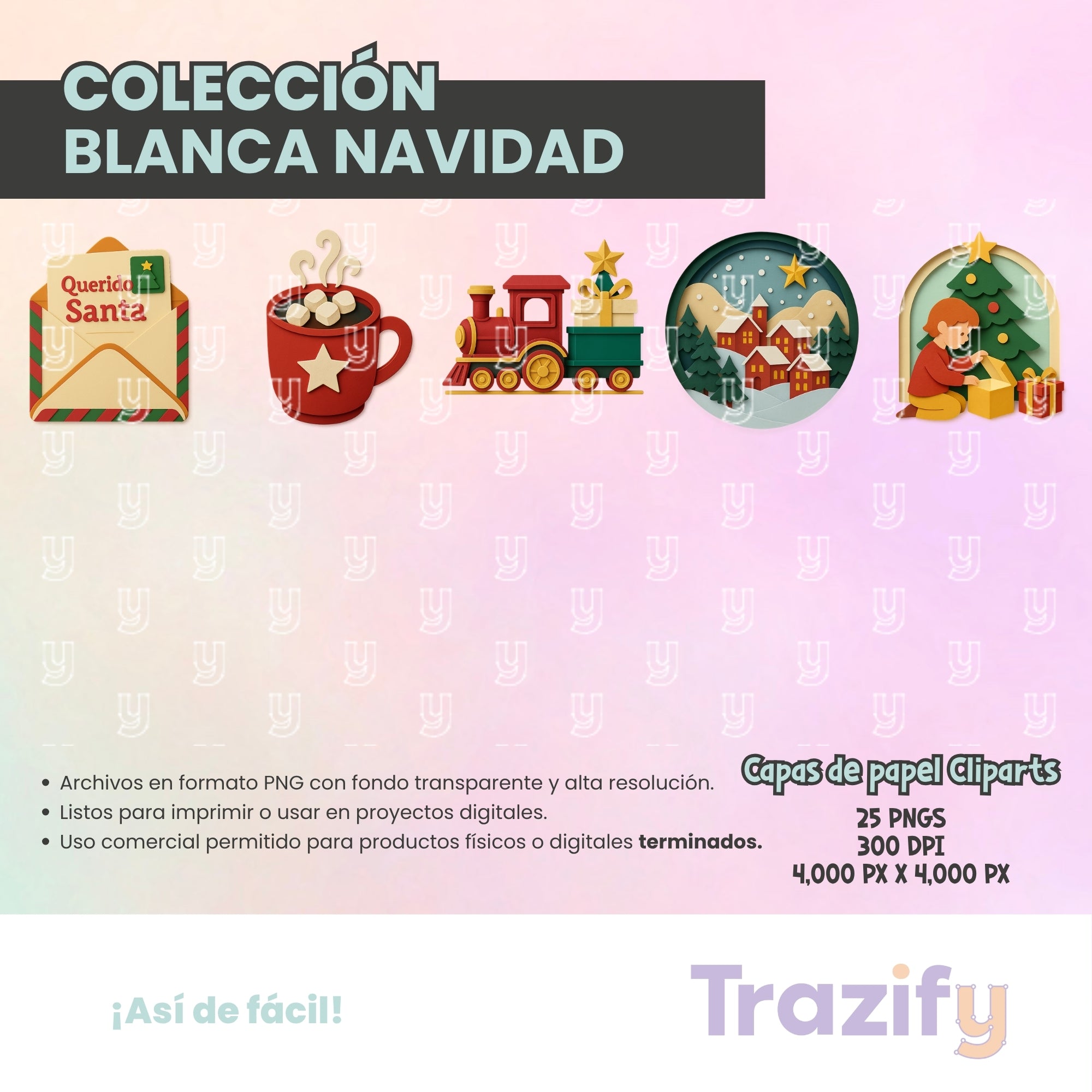 18 - Blanca Navidad - NAVIDAD CAPAS DE PAPEL Cliparts Digitales