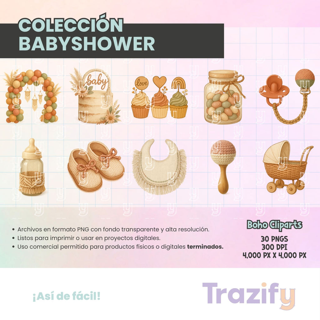 06 – Sweetness in Every Stroke – Babyshower Boho Clipart Set