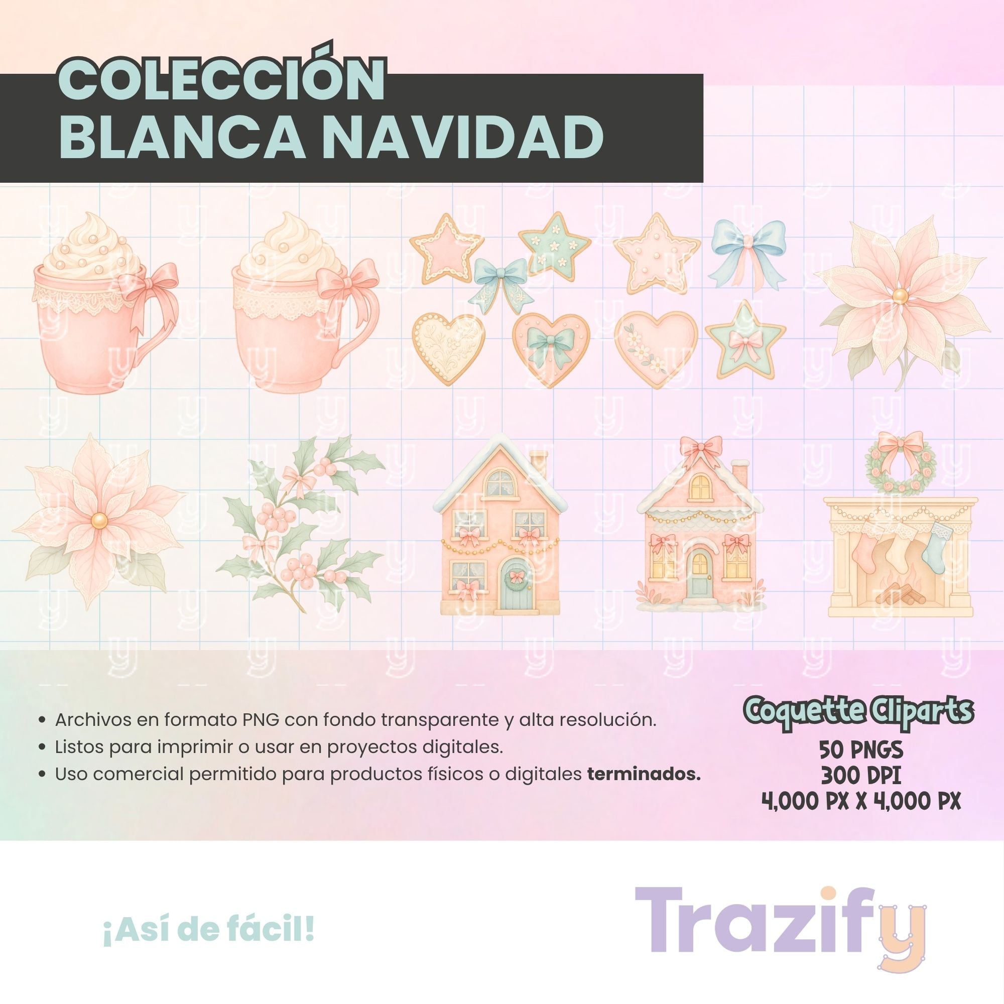 02 - Blanca Navidad - COQUETTE Cliparts Digitales