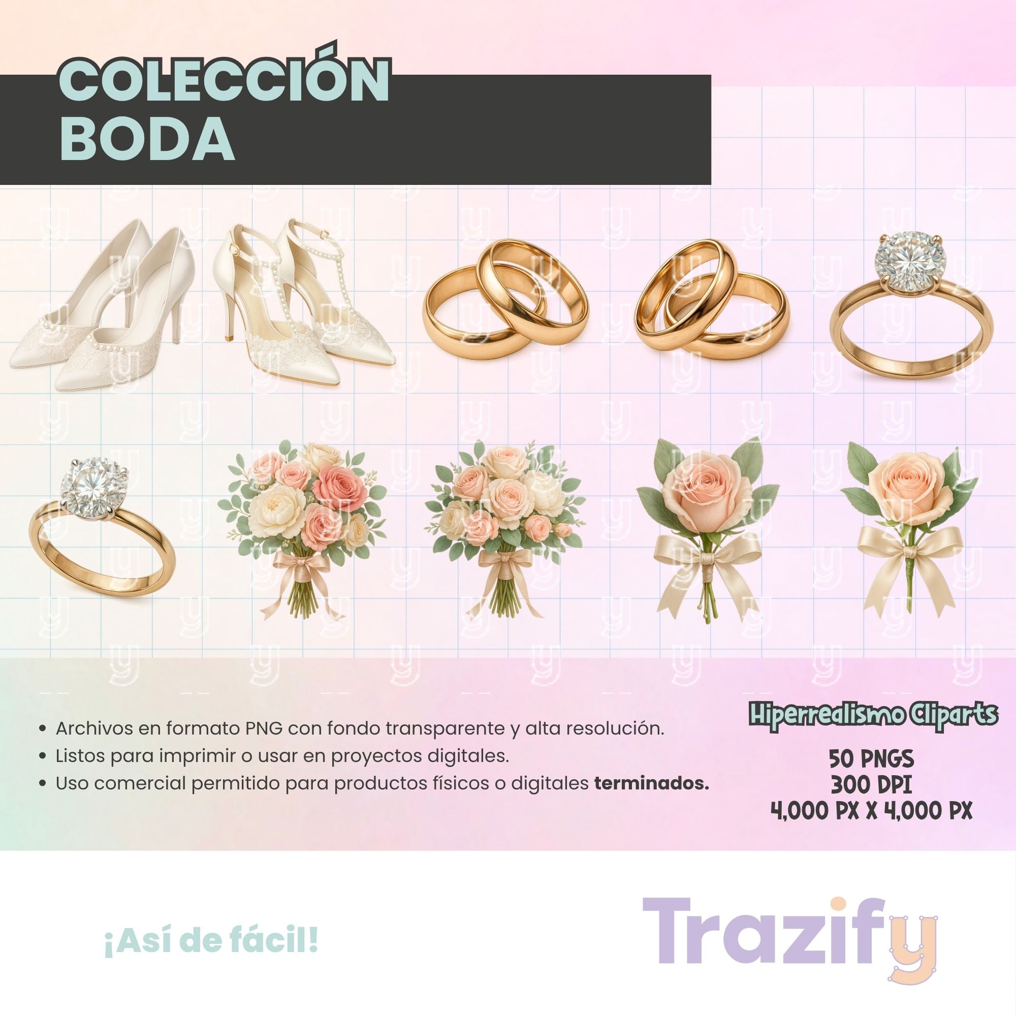 02 - Trazos de Amor Eterno - BODA HIPERREALISMO Cliparts Digitales