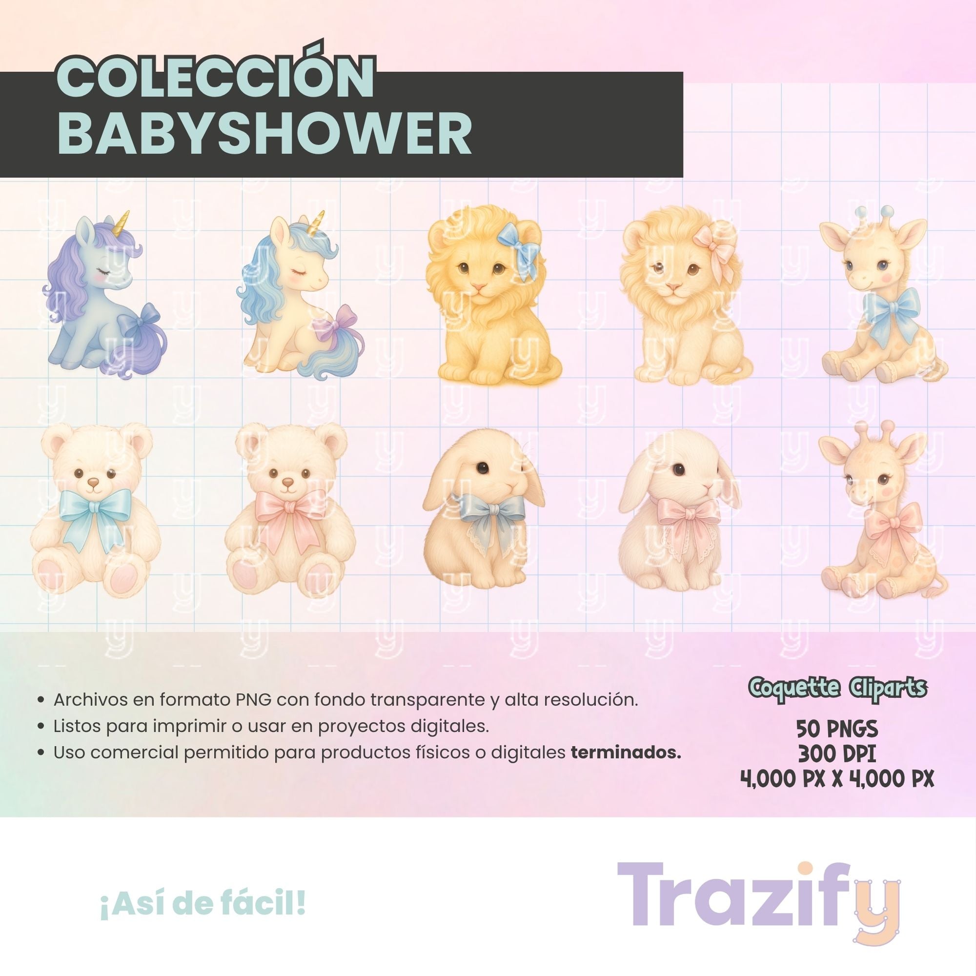 05 - Ternura En Cada Trazo - BABYSHOWER COQUETTE Cliparts Digitales