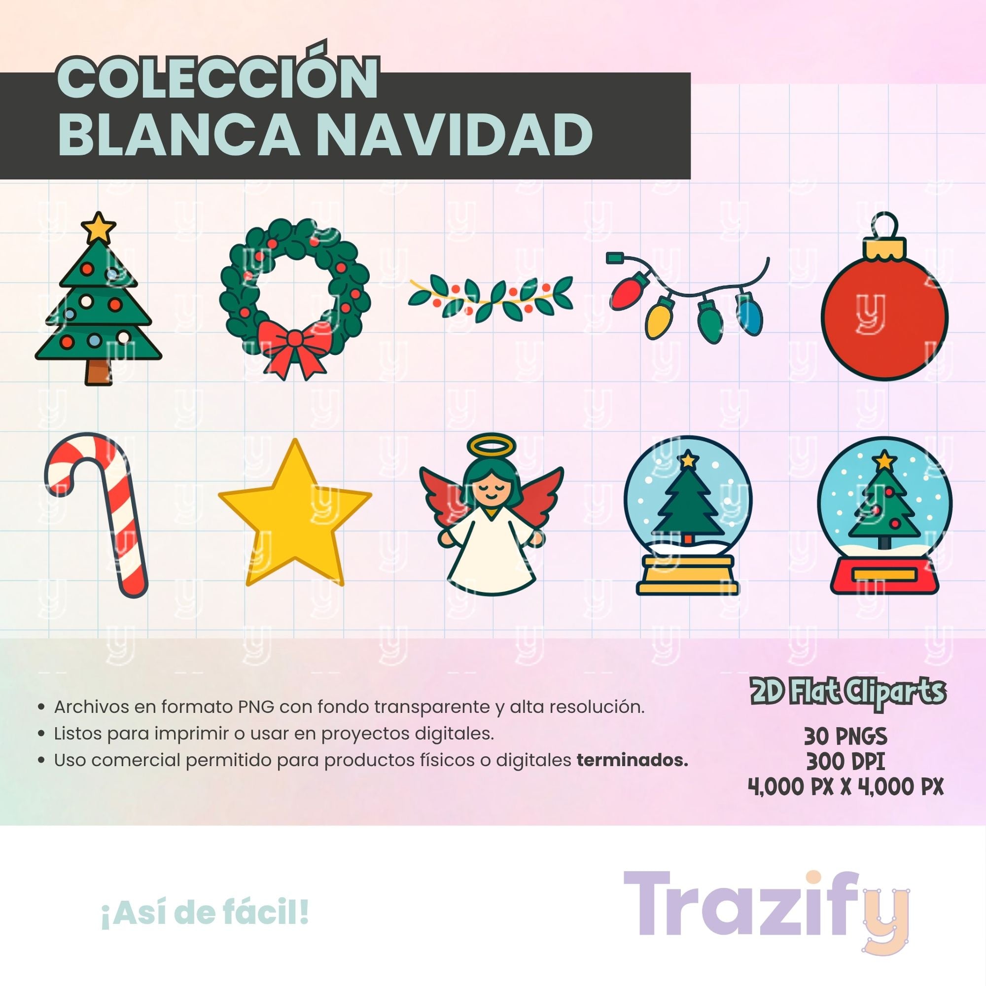 07 - Blanca Navidad - 2D FLAT Cliparts Digitales