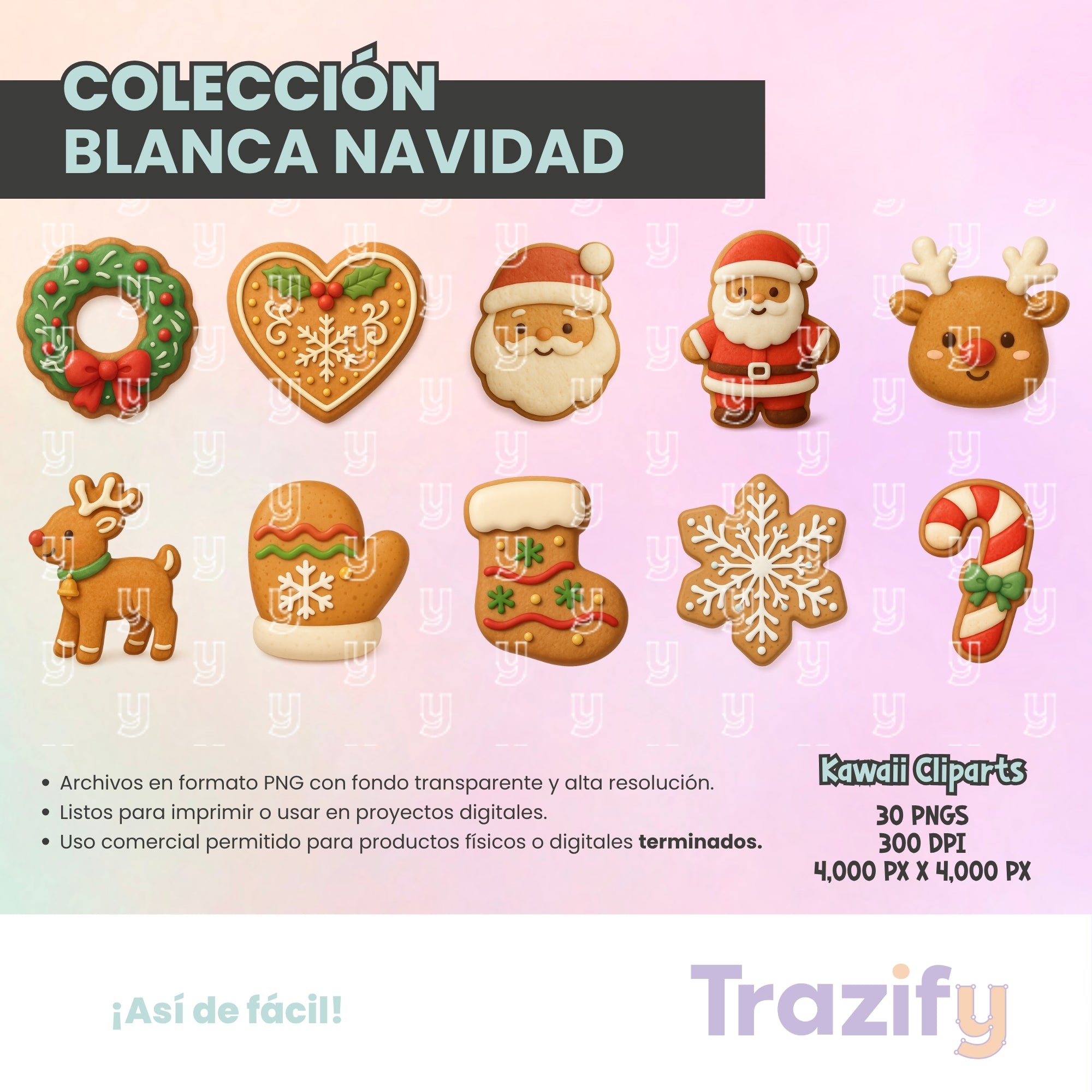 13 - Blanca Navidad - GALLETAS JENGIBRE Cliparts Digitales