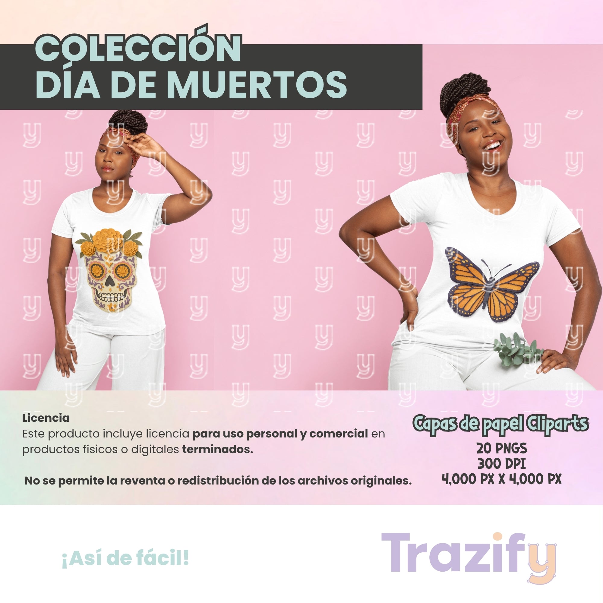 10 - Día de Muertos - CAPAS DE PAPEL Cliparts Digitales