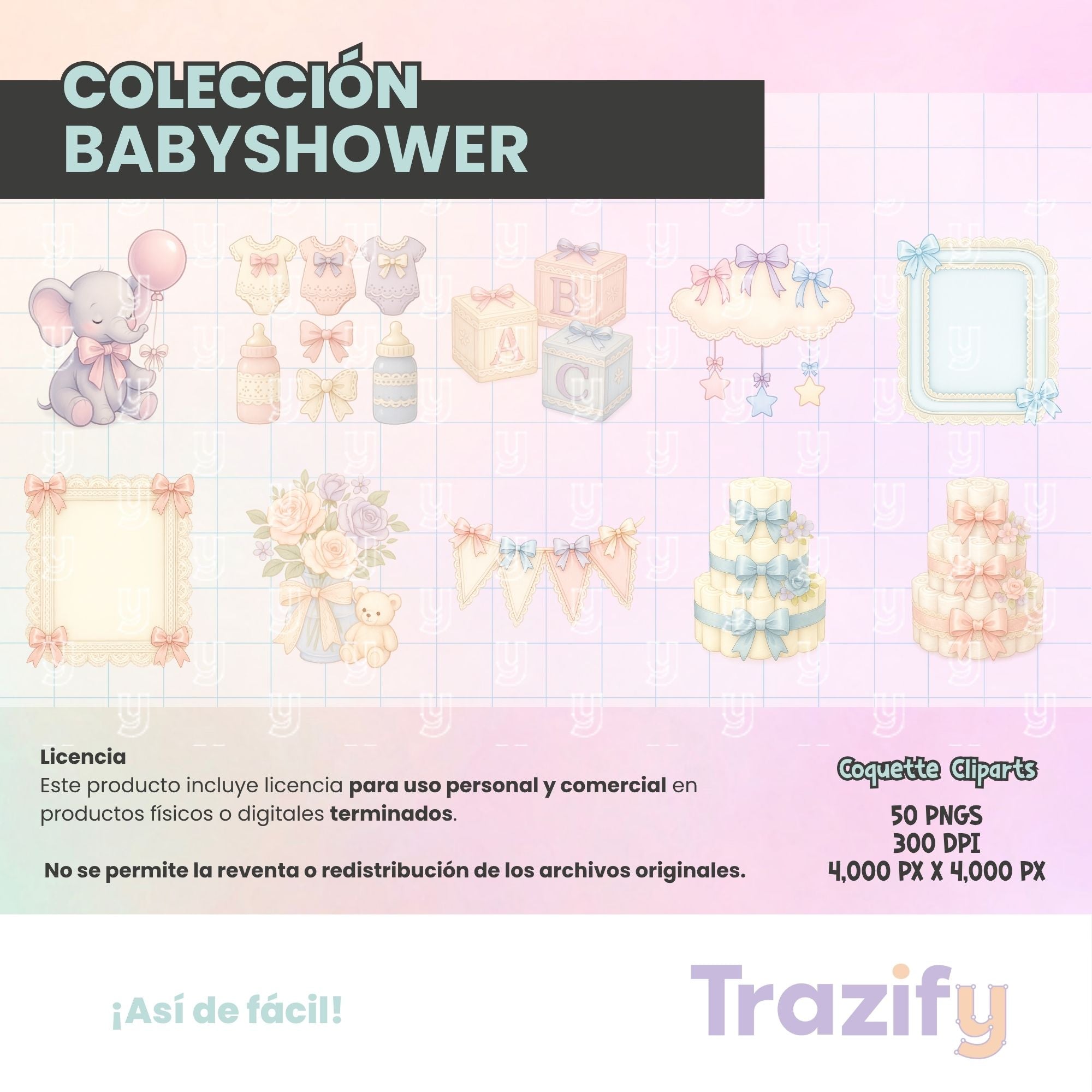 05 – Sweetness in Every Stroke – Babyshower Coquette Clipart Set