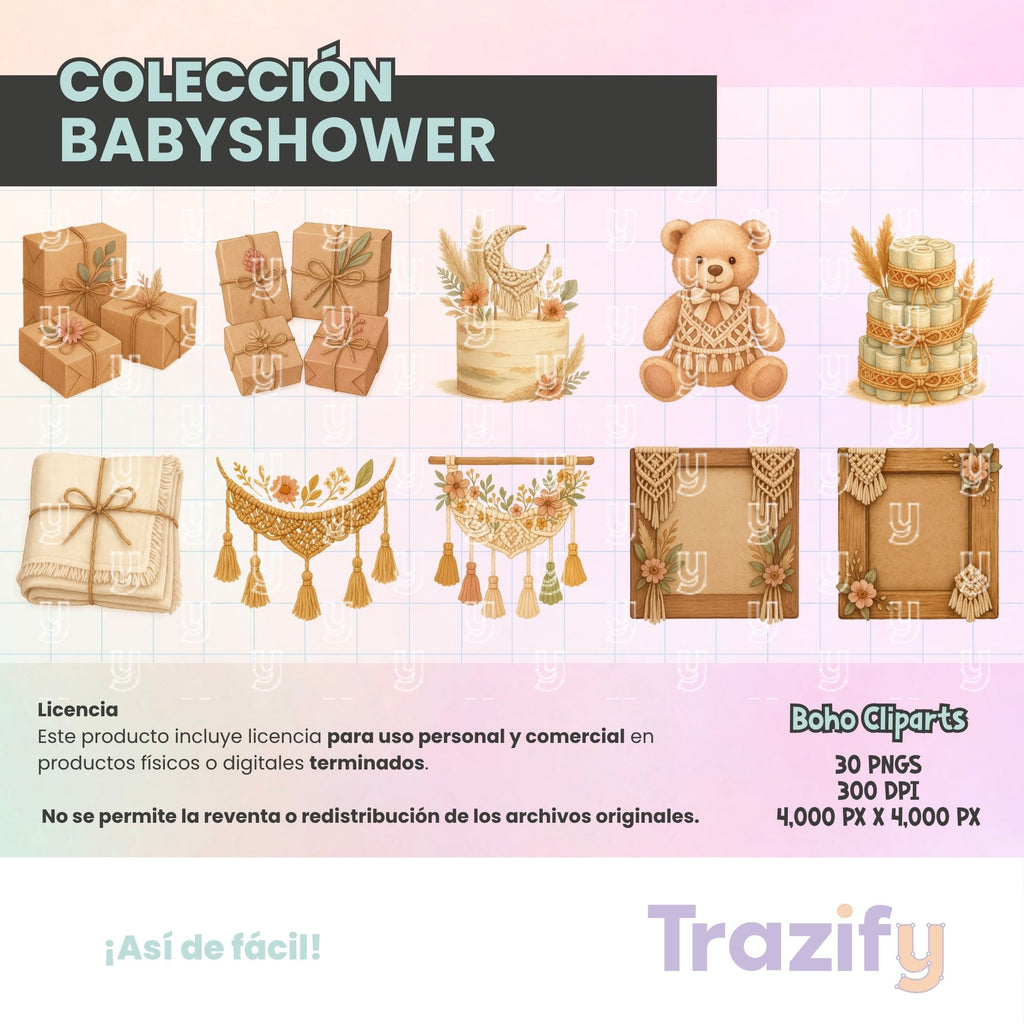 06 – Sweetness in Every Stroke – Babyshower Boho Clipart Set