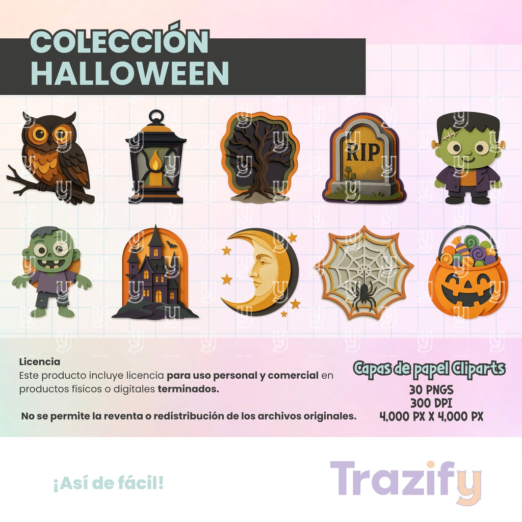 07 - Halloween - Capas de papel Cliparts Digitales