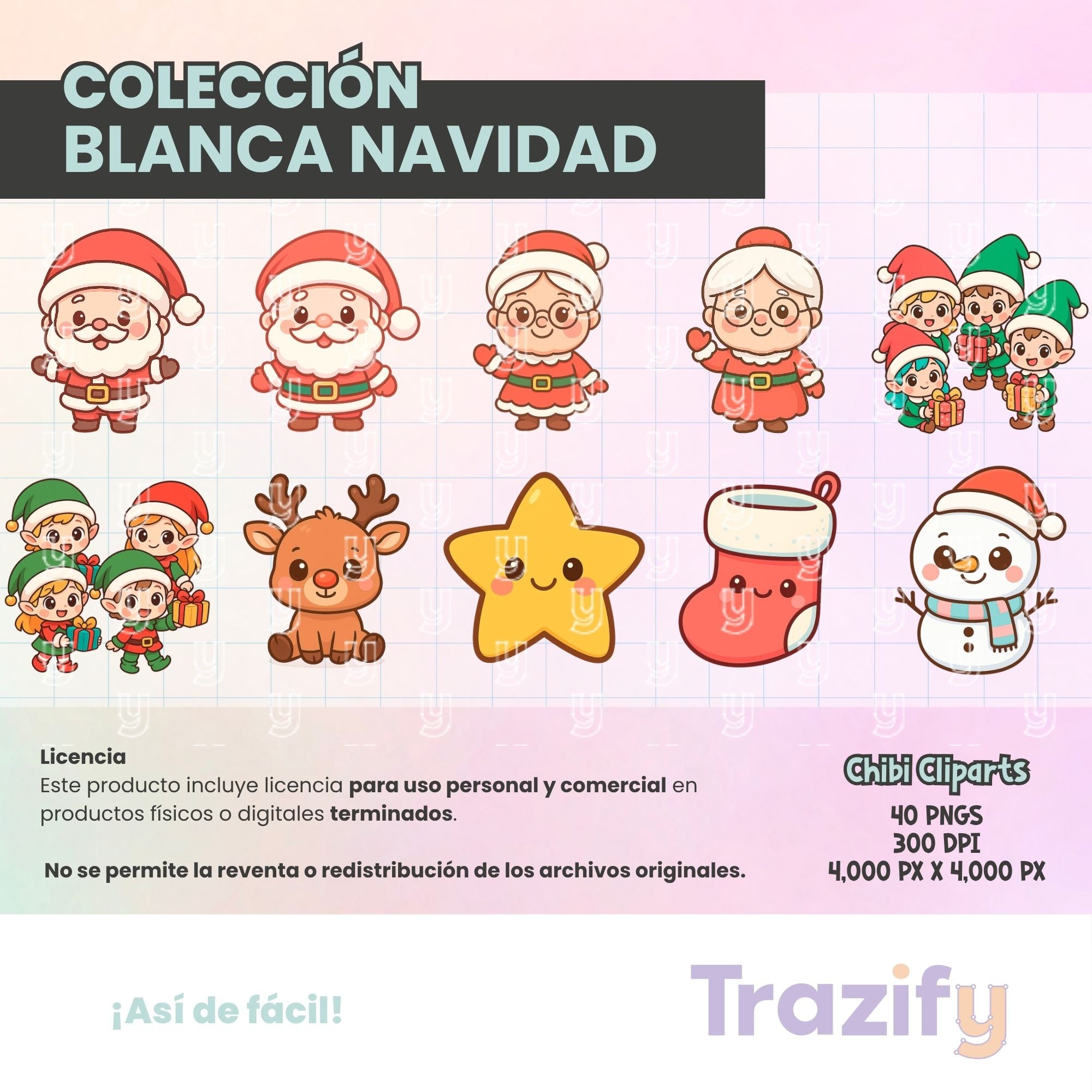 01 – White Christmas – Chibi Clipart Set