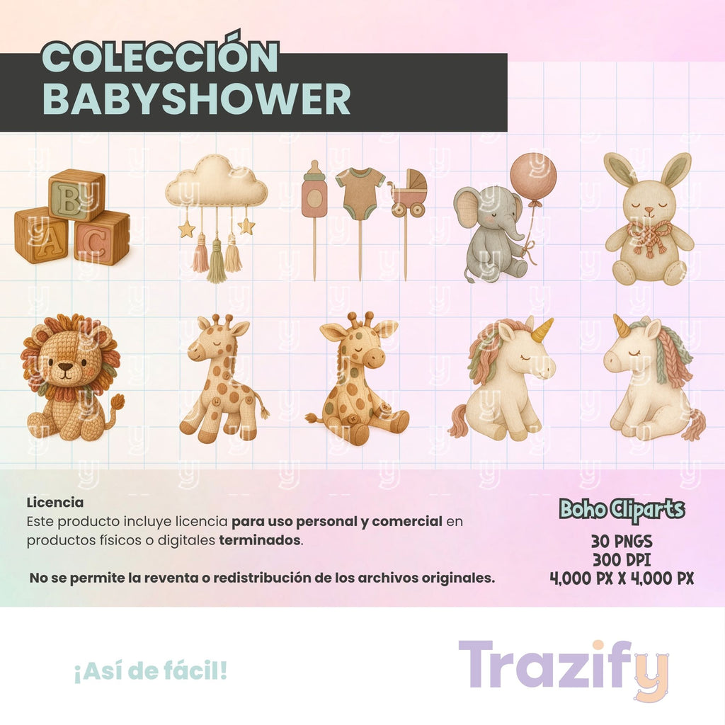 06 – Sweetness in Every Stroke – Babyshower Boho Clipart Set