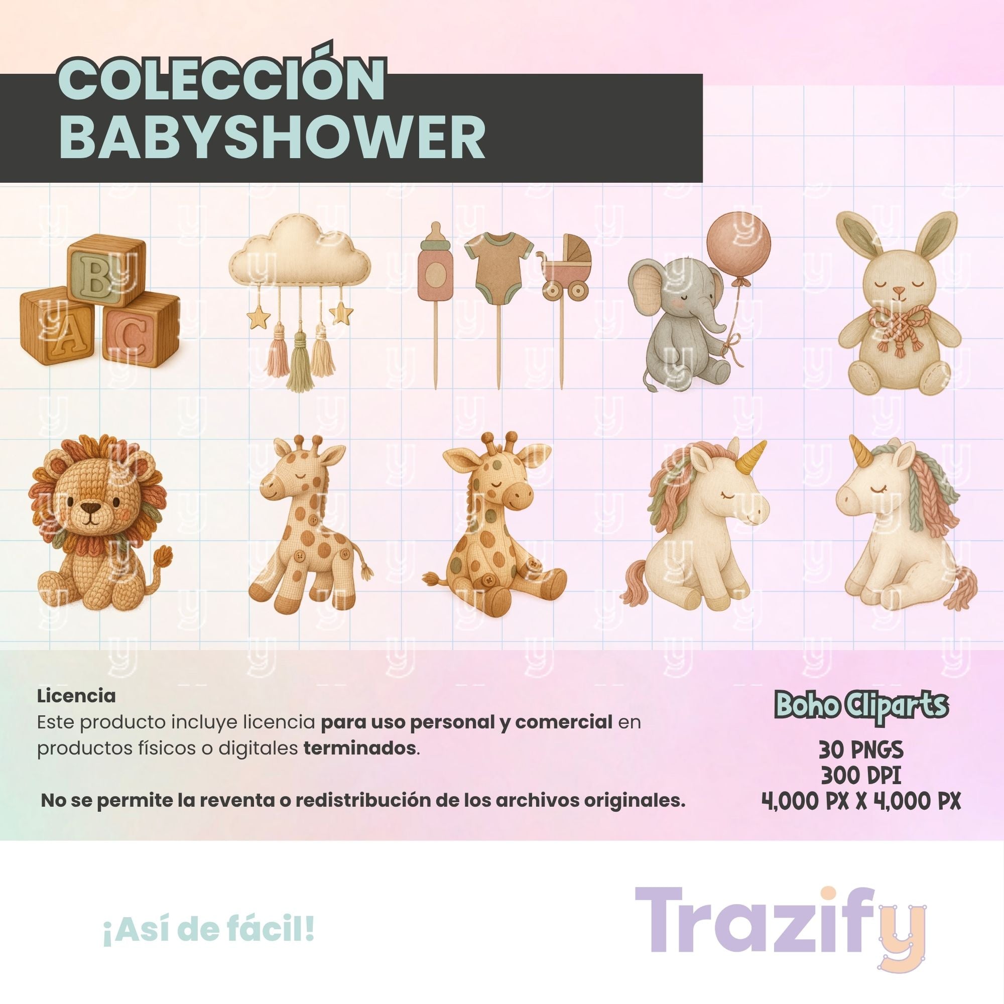06 – Sweetness in Every Stroke – Babyshower Boho Clipart Set
