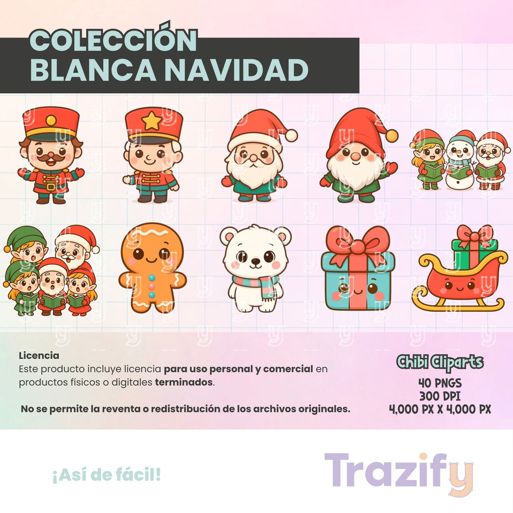 01 – White Christmas – Chibi Clipart Set