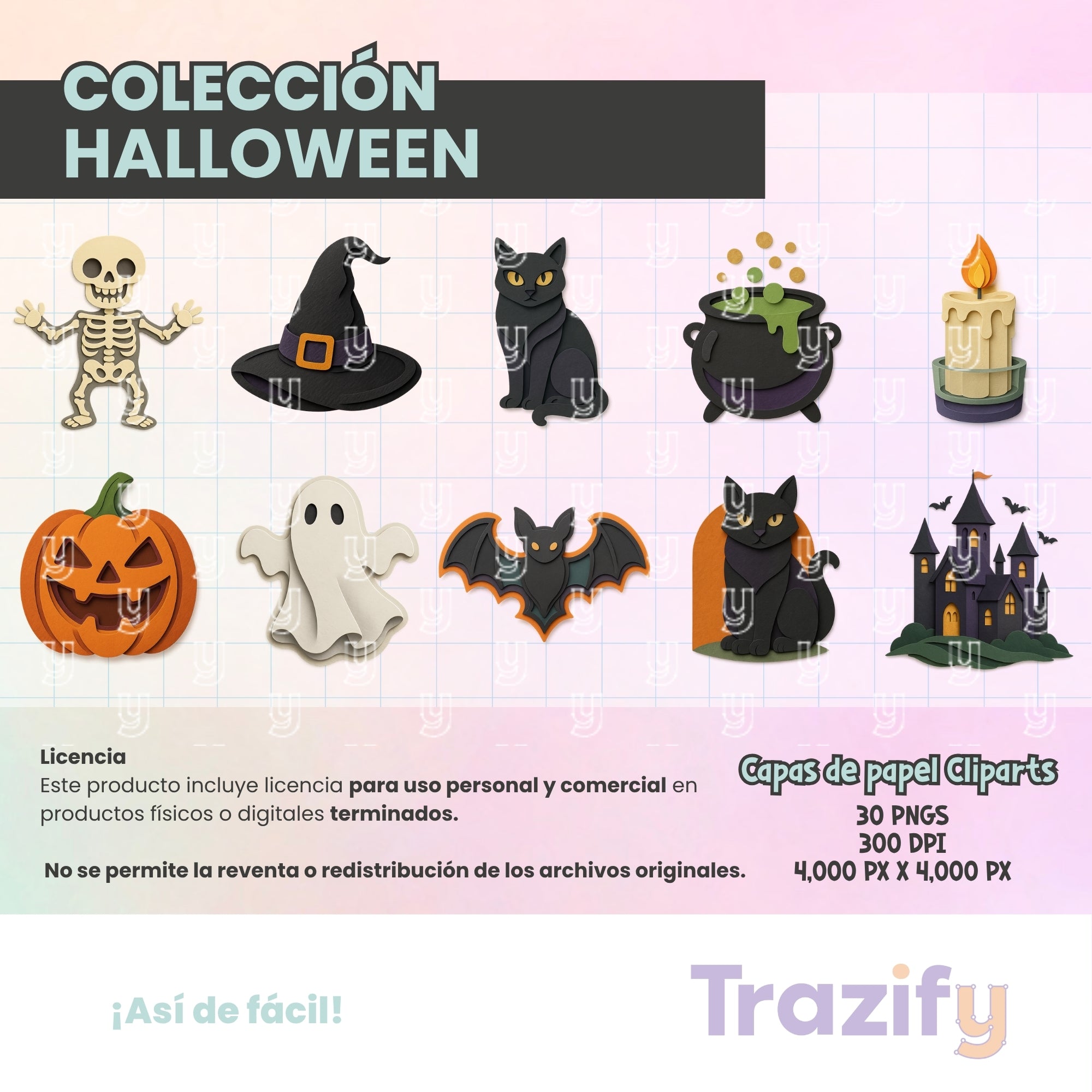 07 - Halloween - Capas de papel Cliparts Digitales