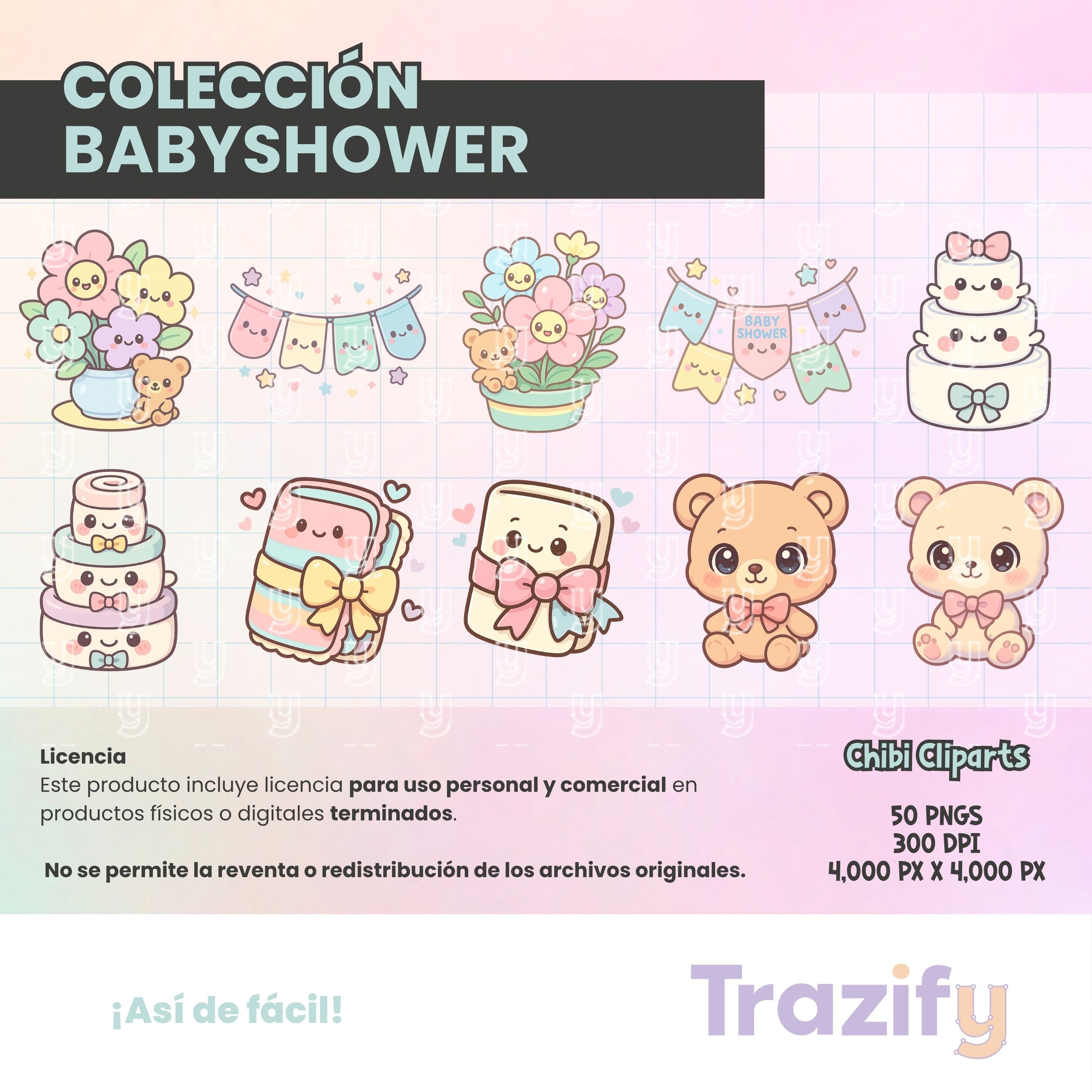 03 – Sweetness in Every Stroke – Babyshower Chibi Clipart Set