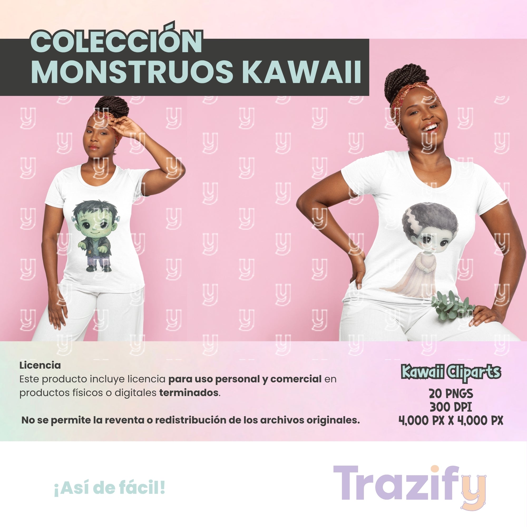 05 - Halloween - MONSTRUOS KAWAII Cliparts Digitales