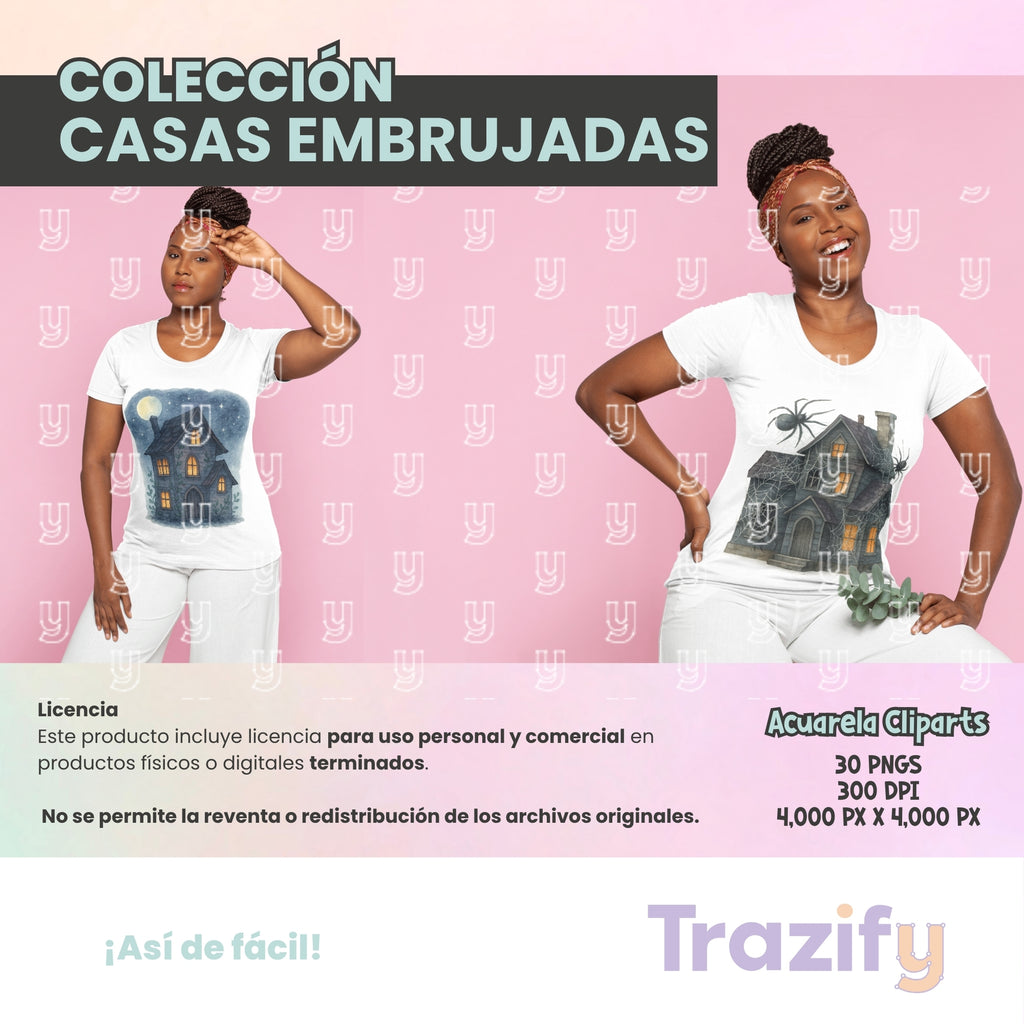 06 - Halloween - CASAS EMBRUJADAS Cliparts Digitales