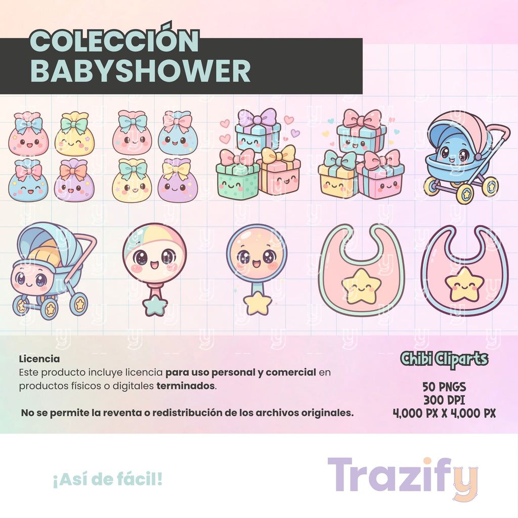 03 – Sweetness in Every Stroke – Babyshower Chibi Clipart Set