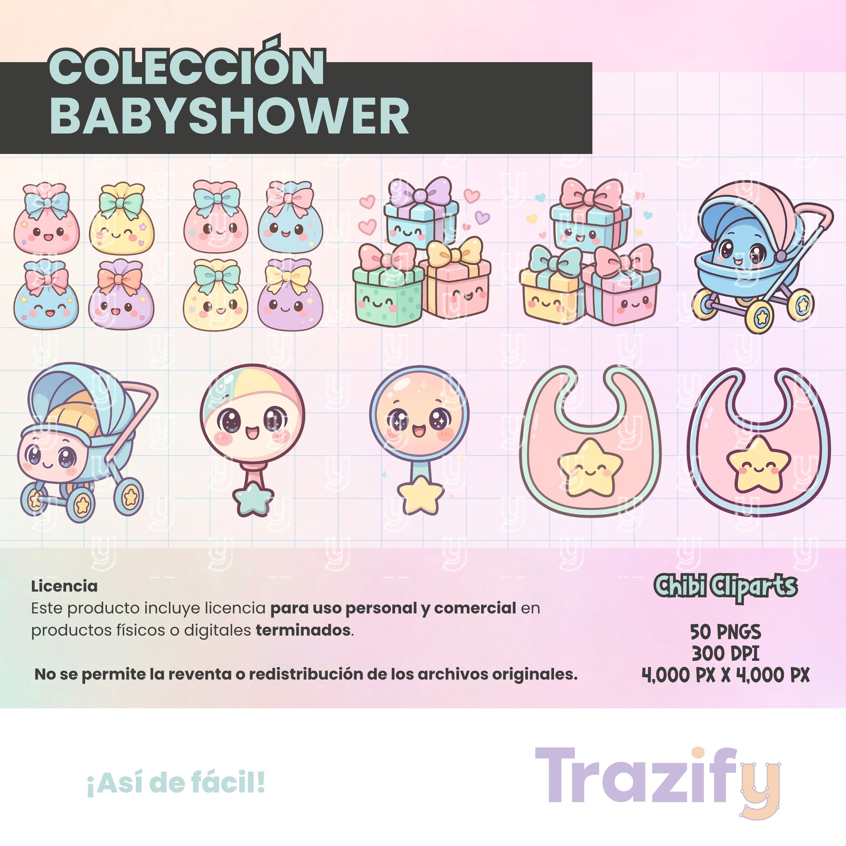 03 – Sweetness in Every Stroke – Babyshower Chibi Clipart Set