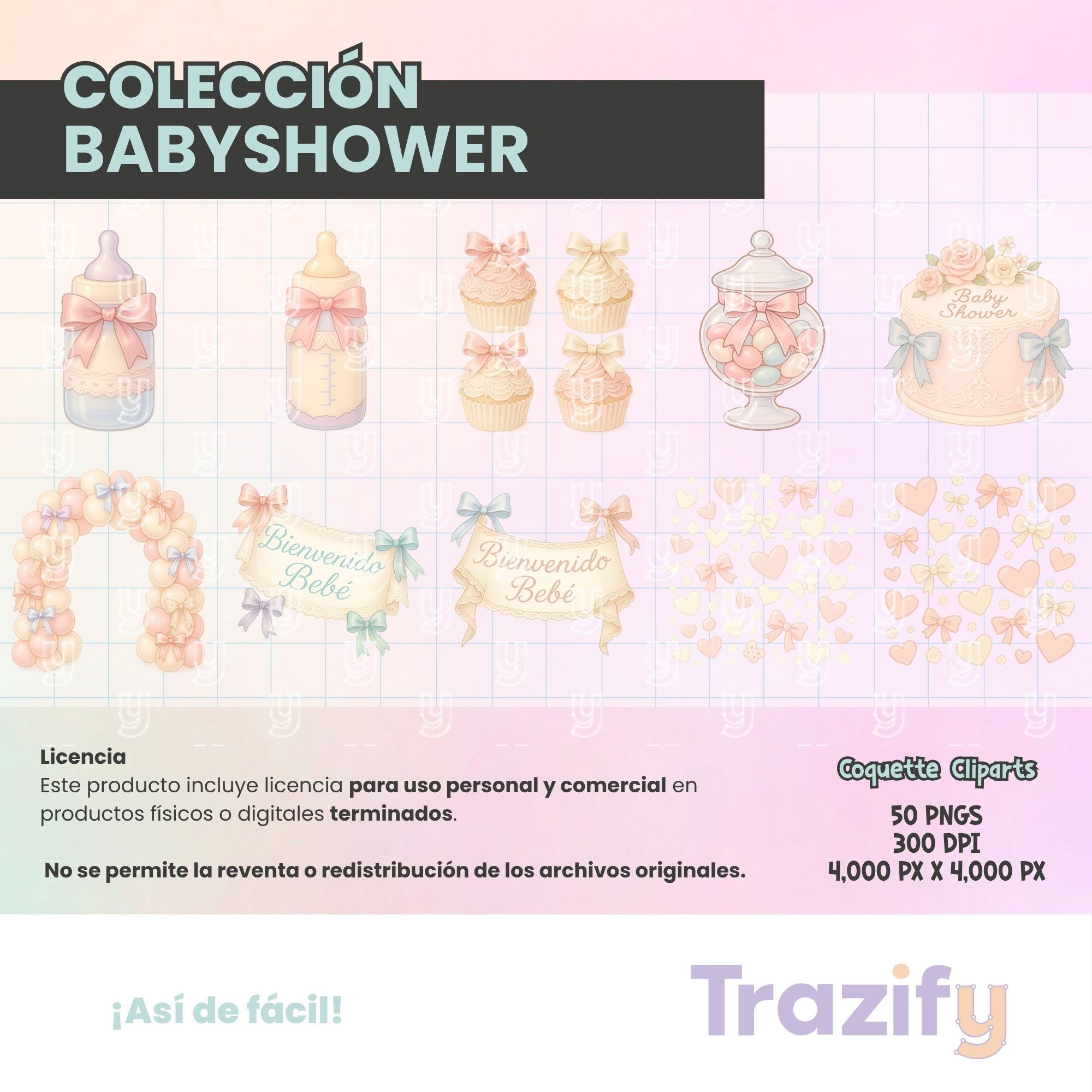 05 – Sweetness in Every Stroke – Babyshower Coquette Clipart Set