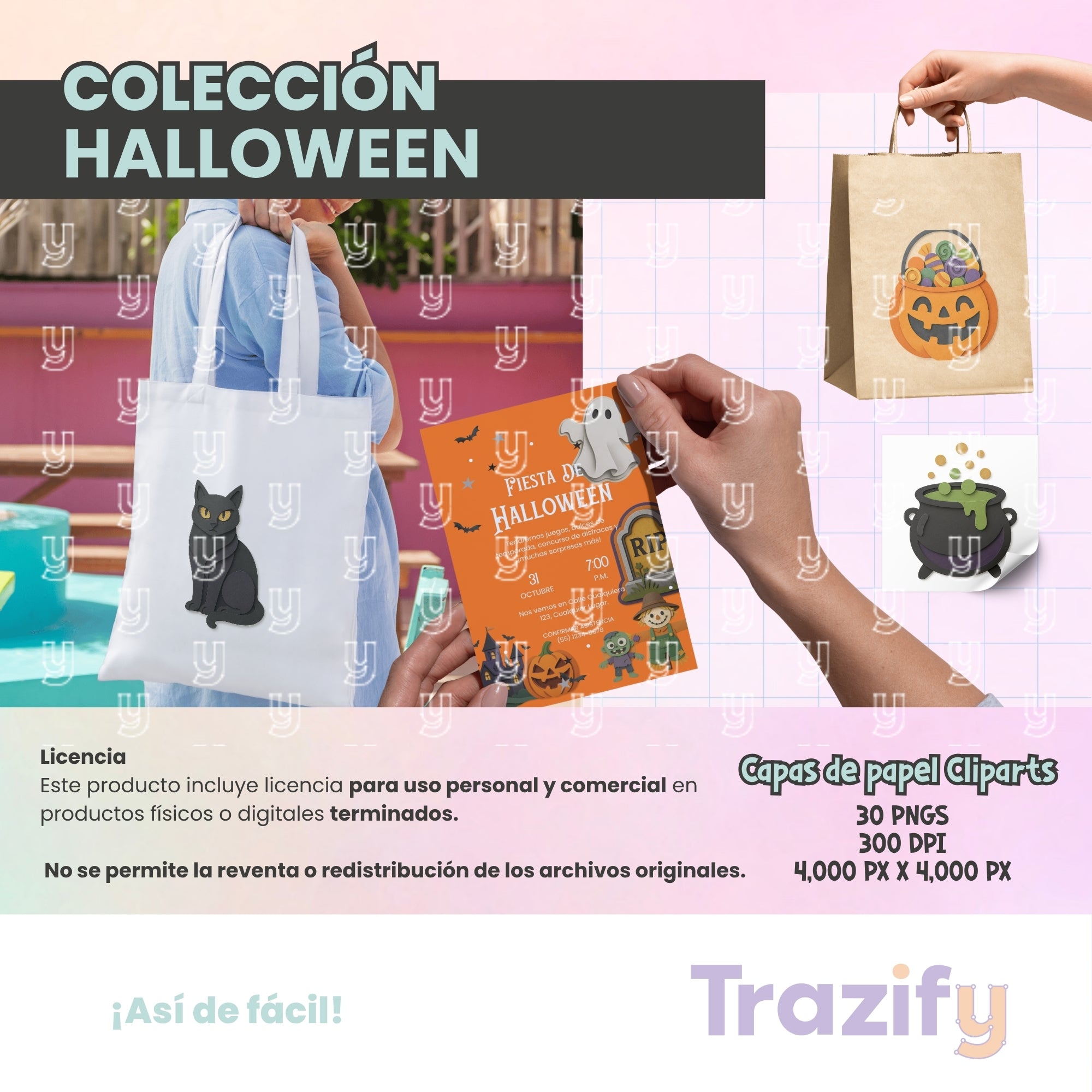 07 - Halloween - Capas de papel Cliparts Digitales