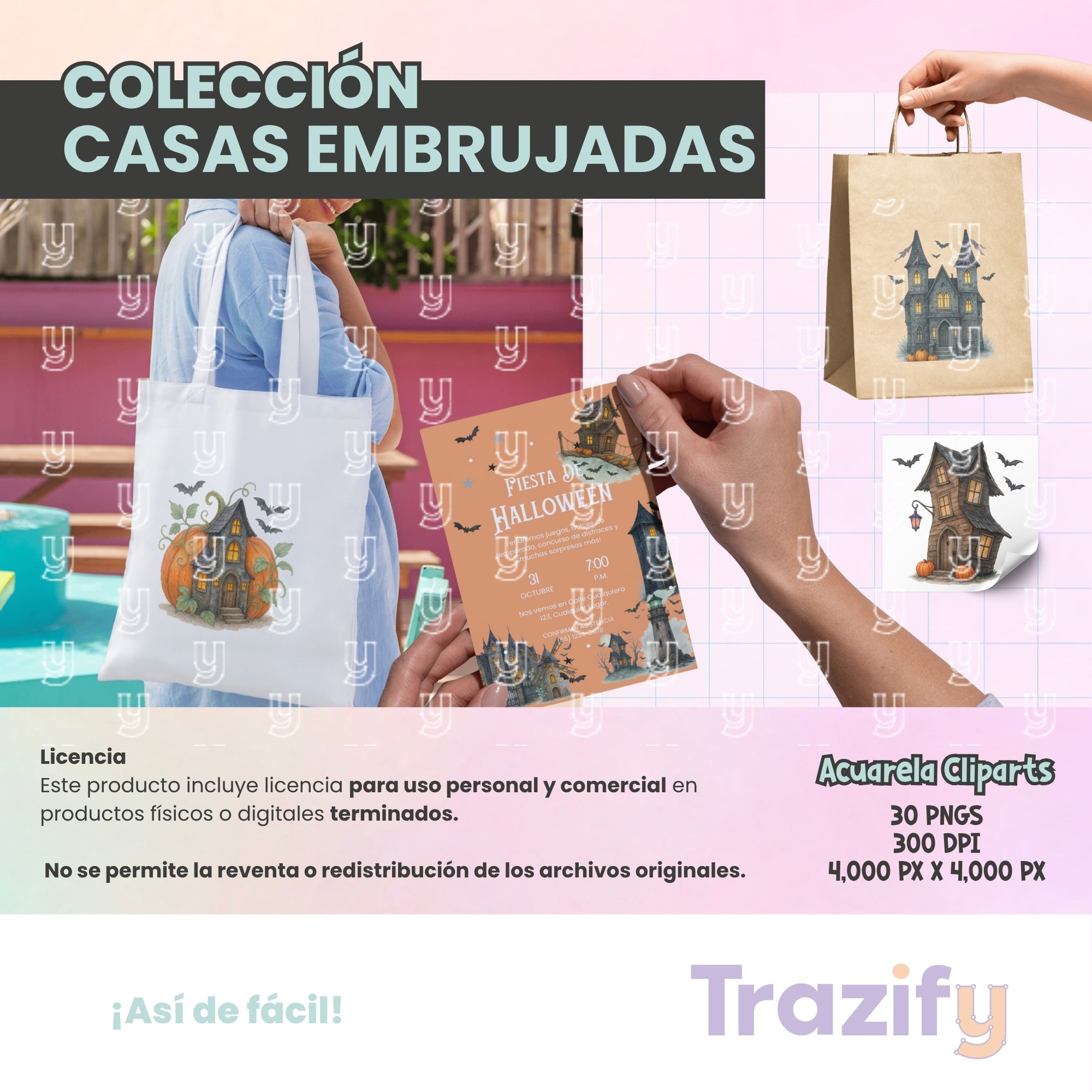 06 - Halloween - CASAS EMBRUJADAS Cliparts Digitales