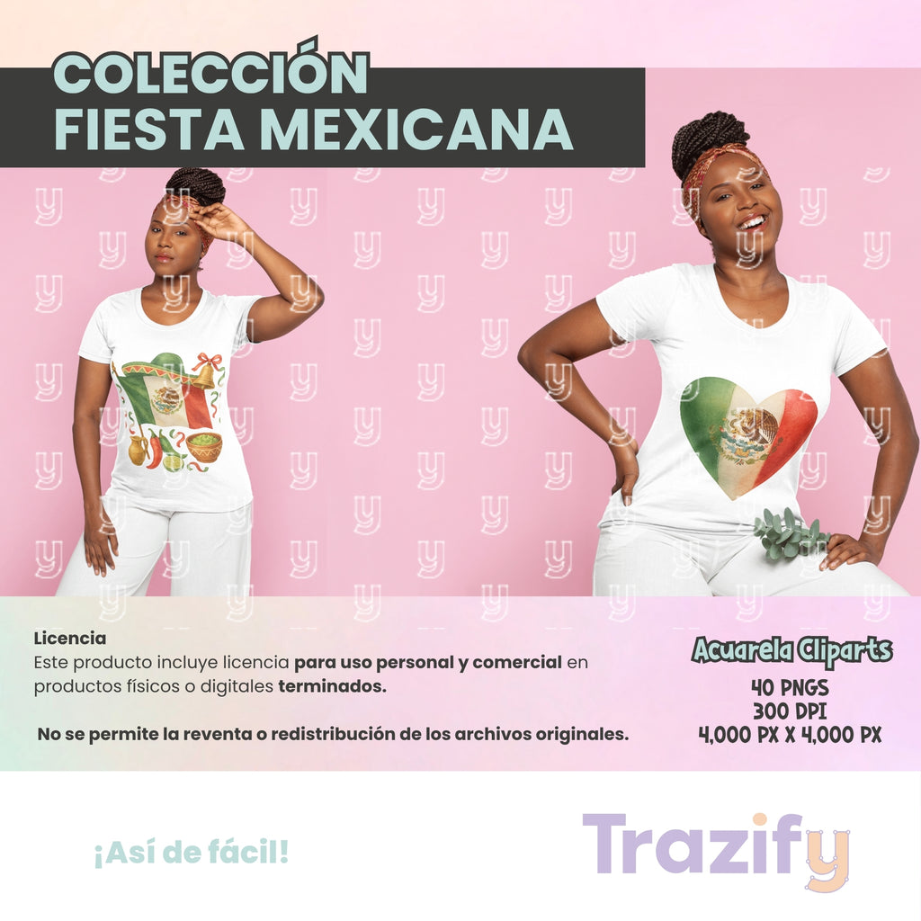 01 - Fiestas Mexicanas - ACUARELA Cliparts Digitales