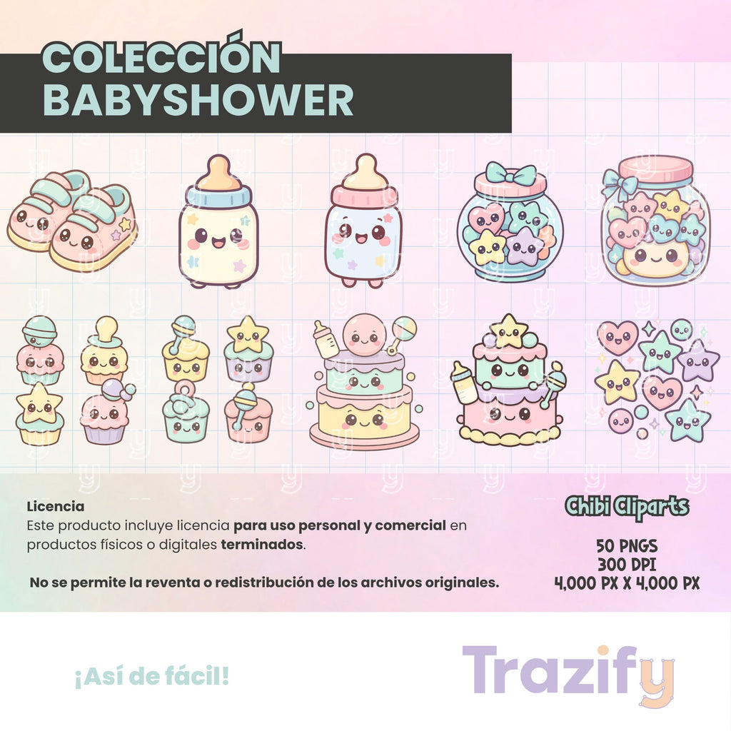 03 – Sweetness in Every Stroke – Babyshower Chibi Clipart Set