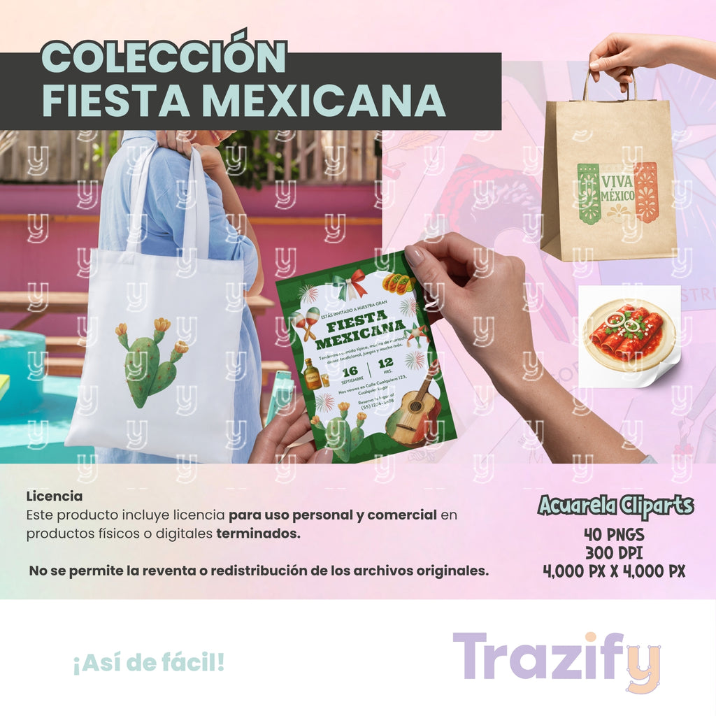 01 - Fiestas Mexicanas - ACUARELA Cliparts Digitales