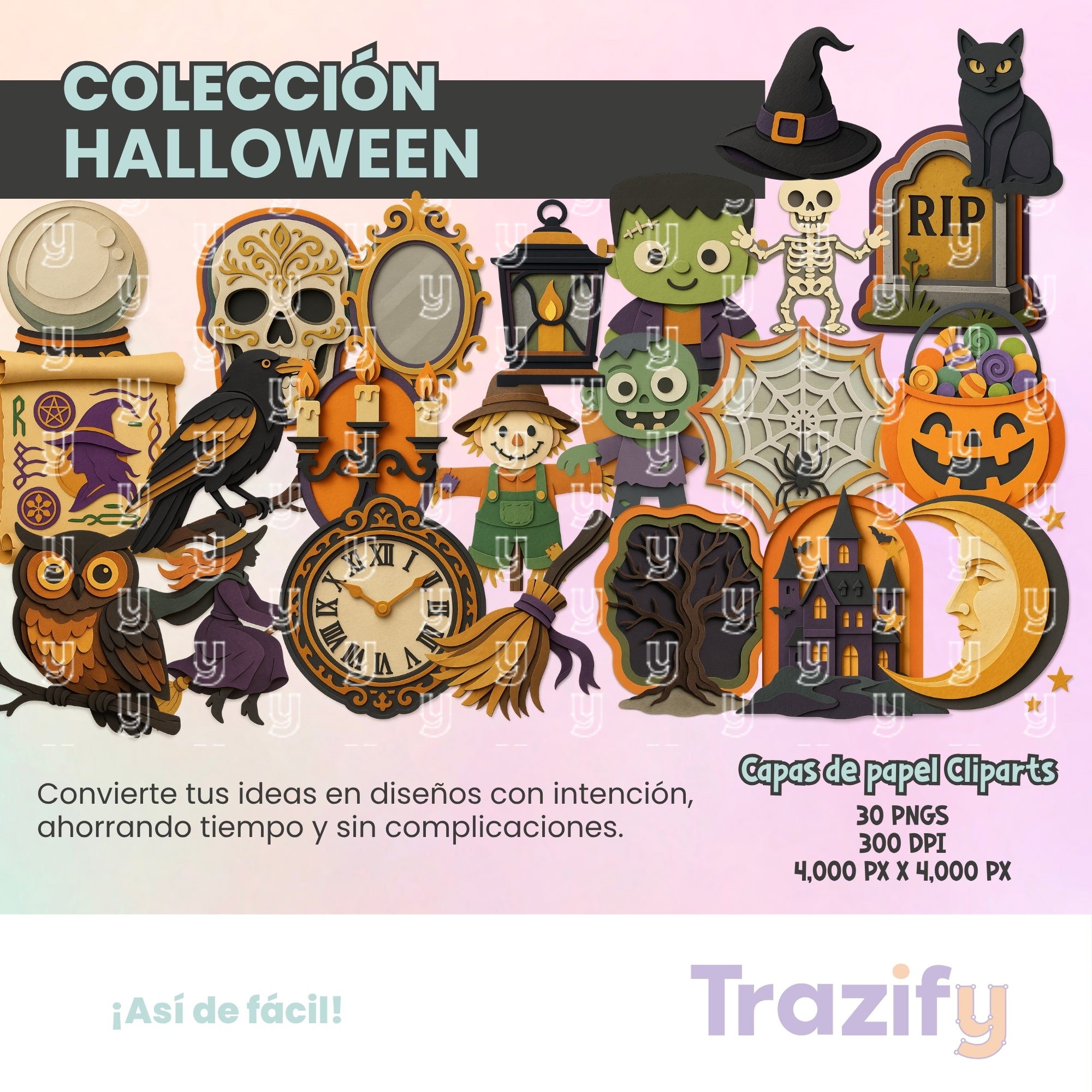 07 - Halloween - Capas de papel Cliparts Digitales